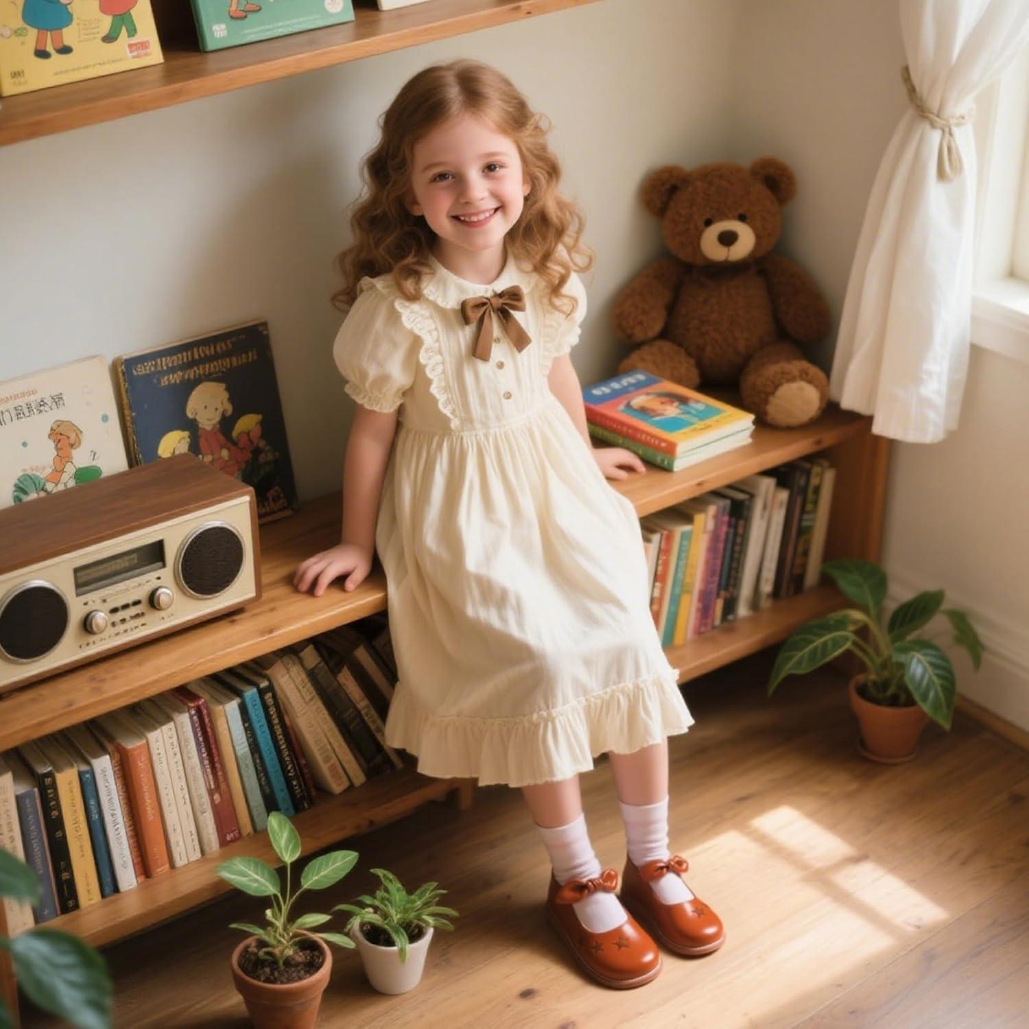 imageKiderence Toddler Girls Mary Jane Dress Shoes Little Girls School Oxford FlatsCk337 Brown