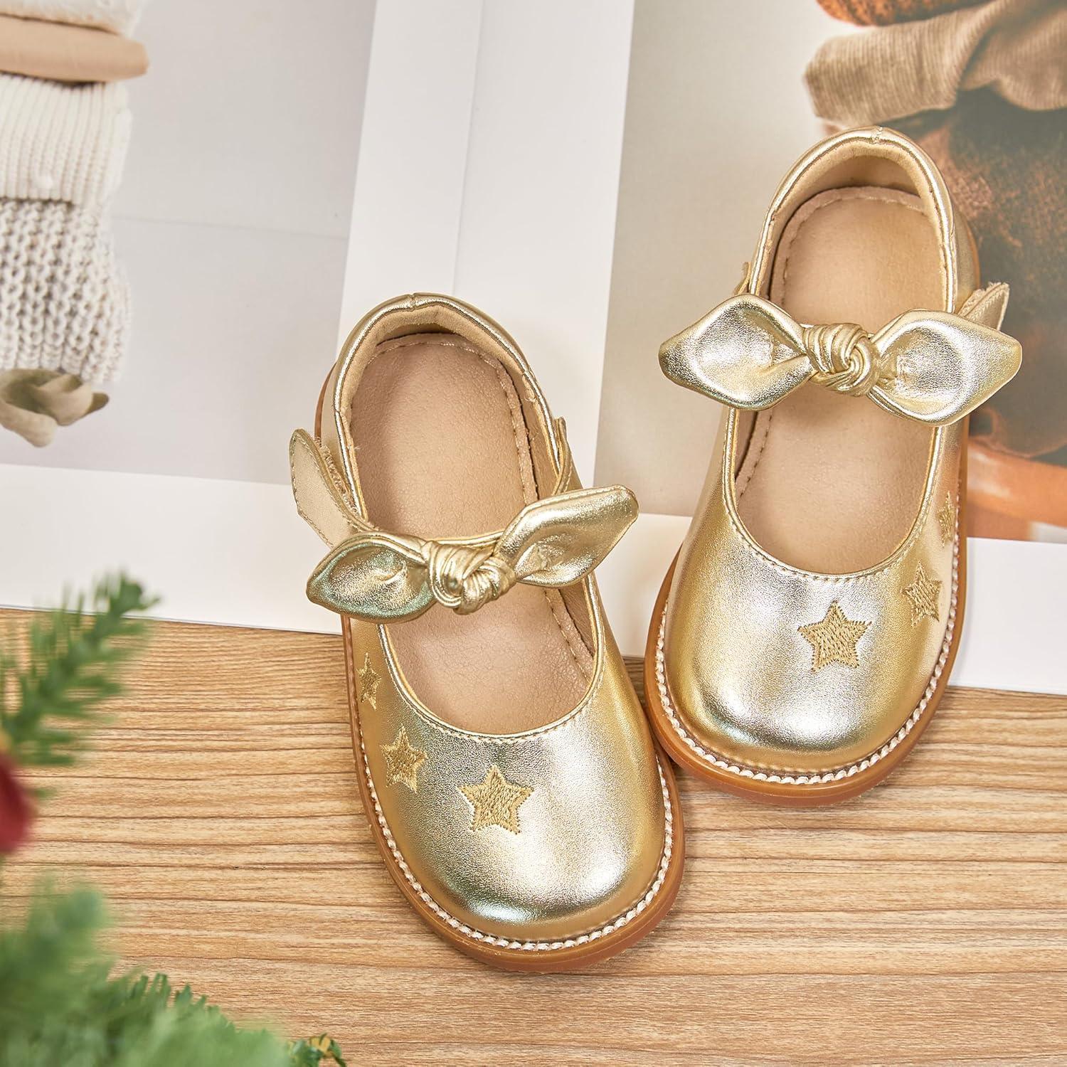 imageKiderence Toddler Girls Mary Jane Dress Shoes Little Girls School Oxford FlatsCk337 Gold