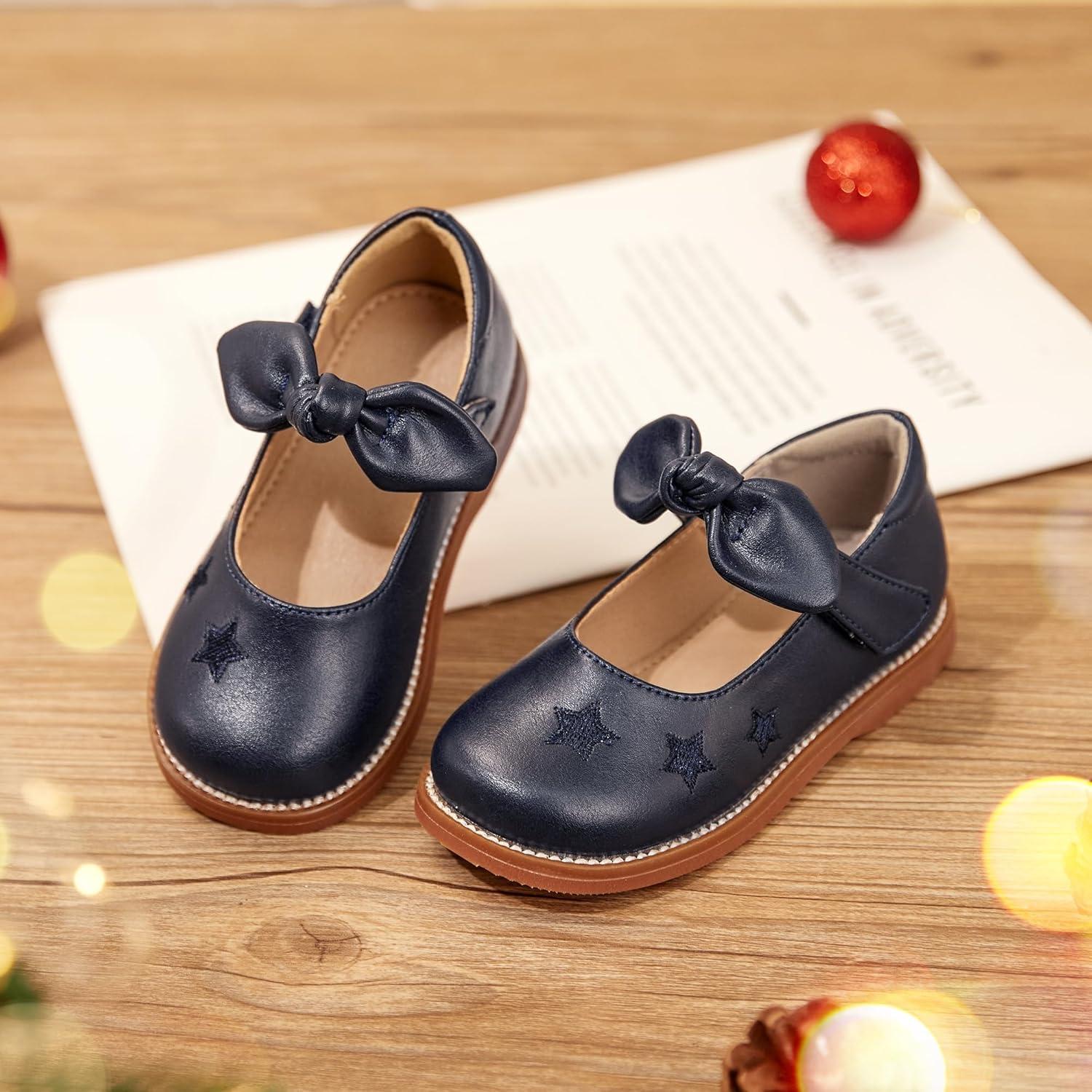 imageKiderence Toddler Girls Mary Jane Dress Shoes Little Girls School Oxford FlatsCk337 Navy Blue