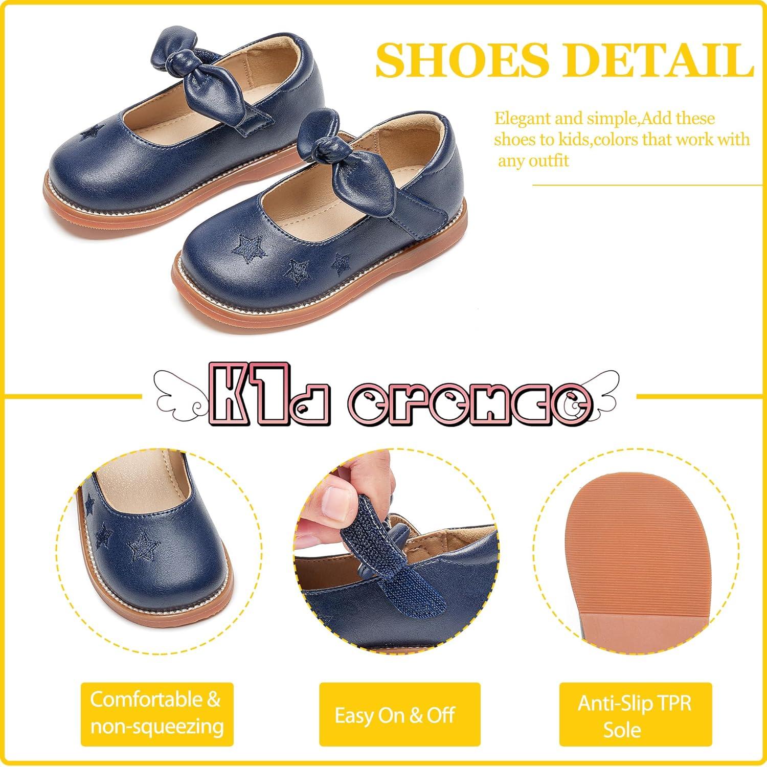 imageKiderence Toddler Girls Mary Jane Dress Shoes Little Girls School Oxford FlatsCk337 Navy Blue