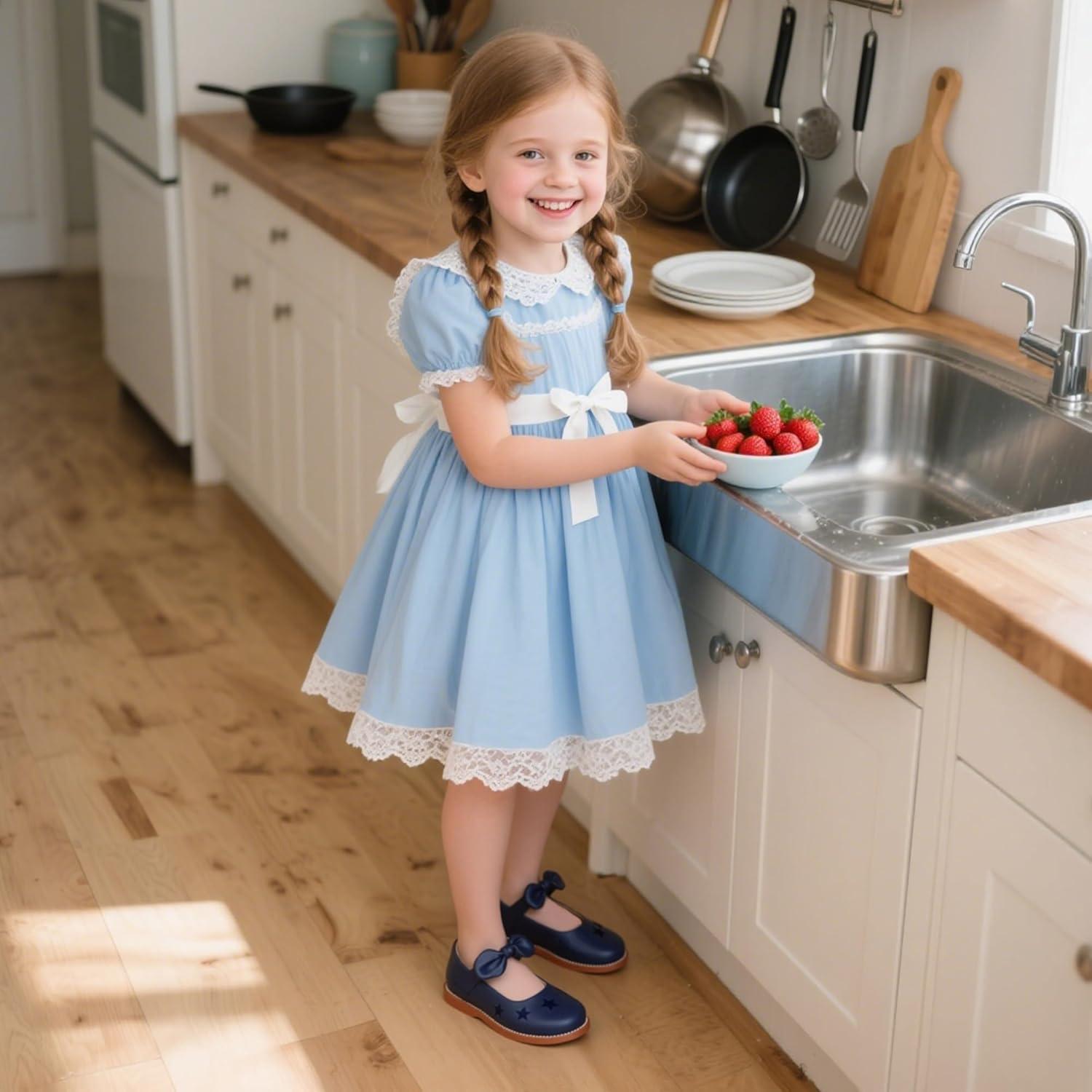 imageKiderence Toddler Girls Mary Jane Dress Shoes Little Girls School Oxford FlatsCk337 Navy Blue