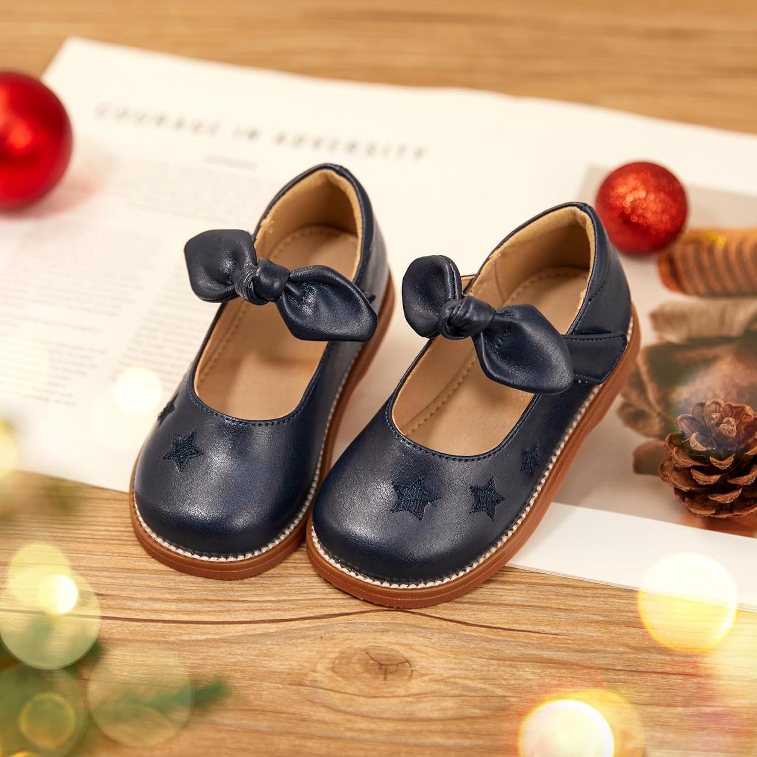 imageKiderence Toddler Girls Mary Jane Dress Shoes Little Girls School Oxford FlatsCk337 Navy Blue