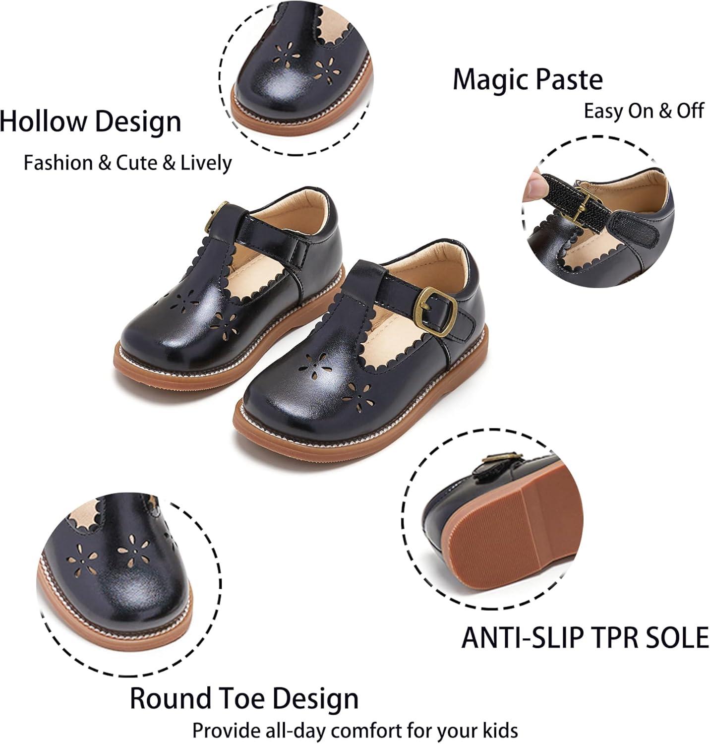 imageKiderence Toddler Girls Mary Jane Dress Shoes Little Girls School Oxford FlatsCk338 Black