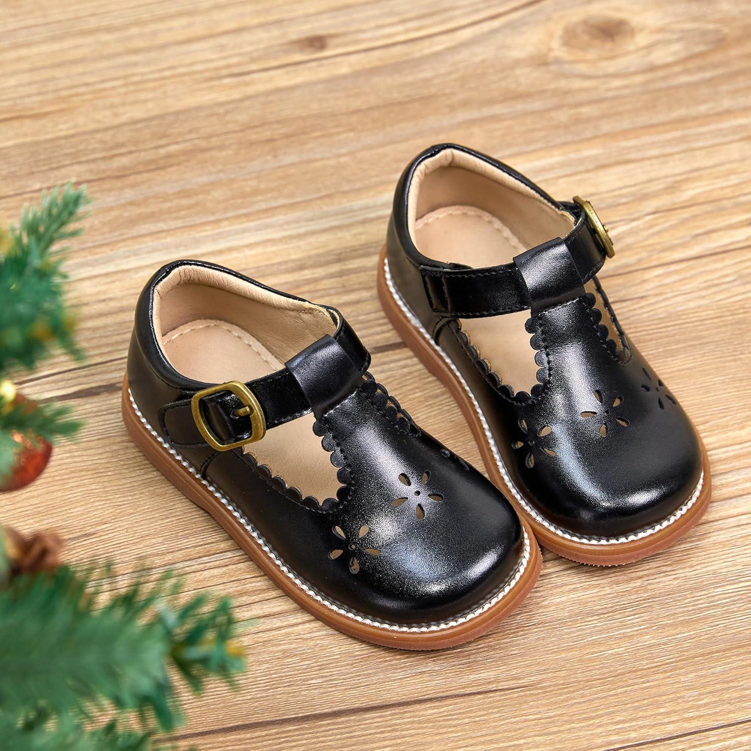 imageKiderence Toddler Girls Mary Jane Dress Shoes Little Girls School Oxford FlatsCk338 Black