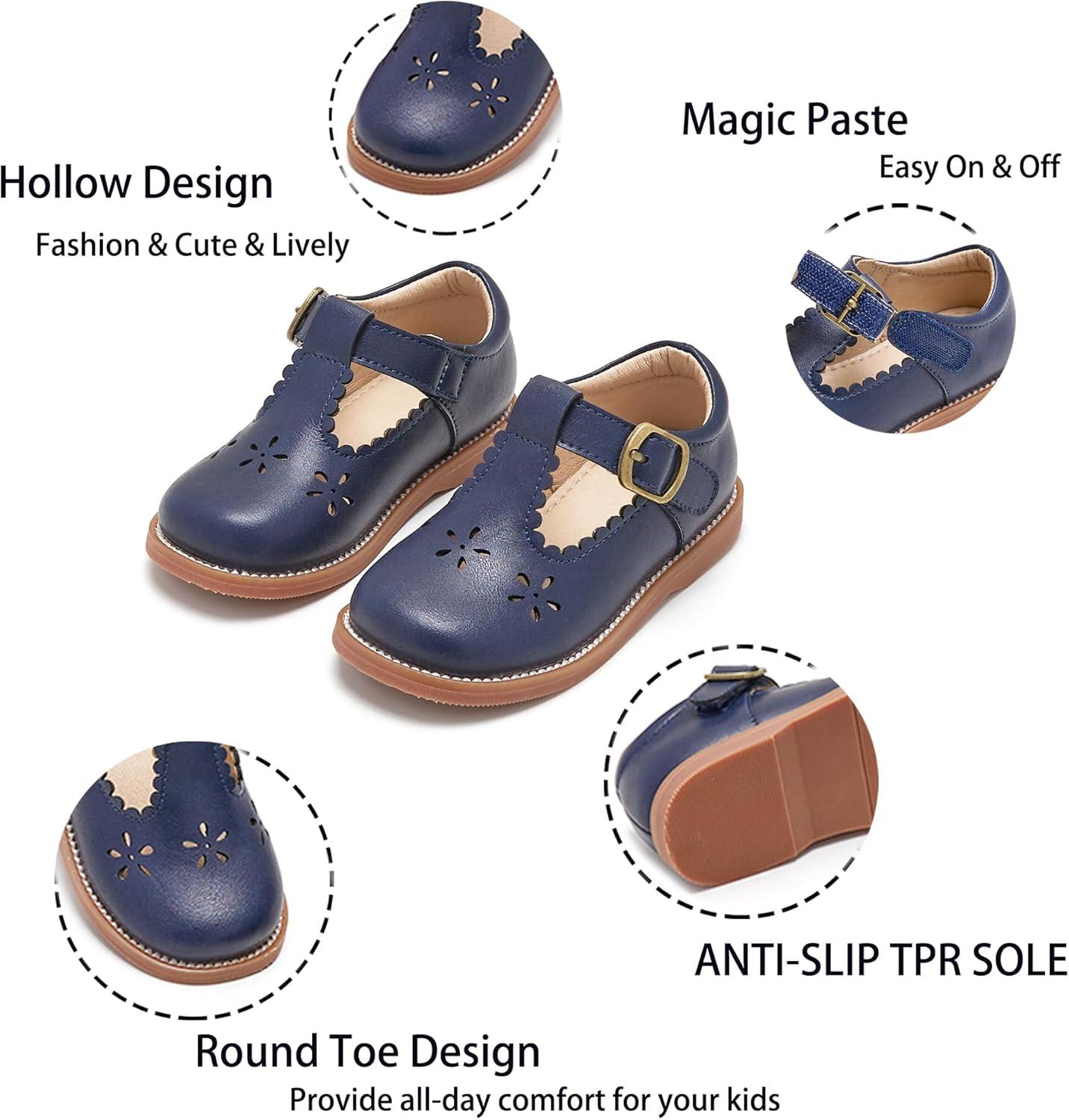 imageKiderence Toddler Girls Mary Jane Dress Shoes Little Girls School Oxford FlatsCk338 Blue