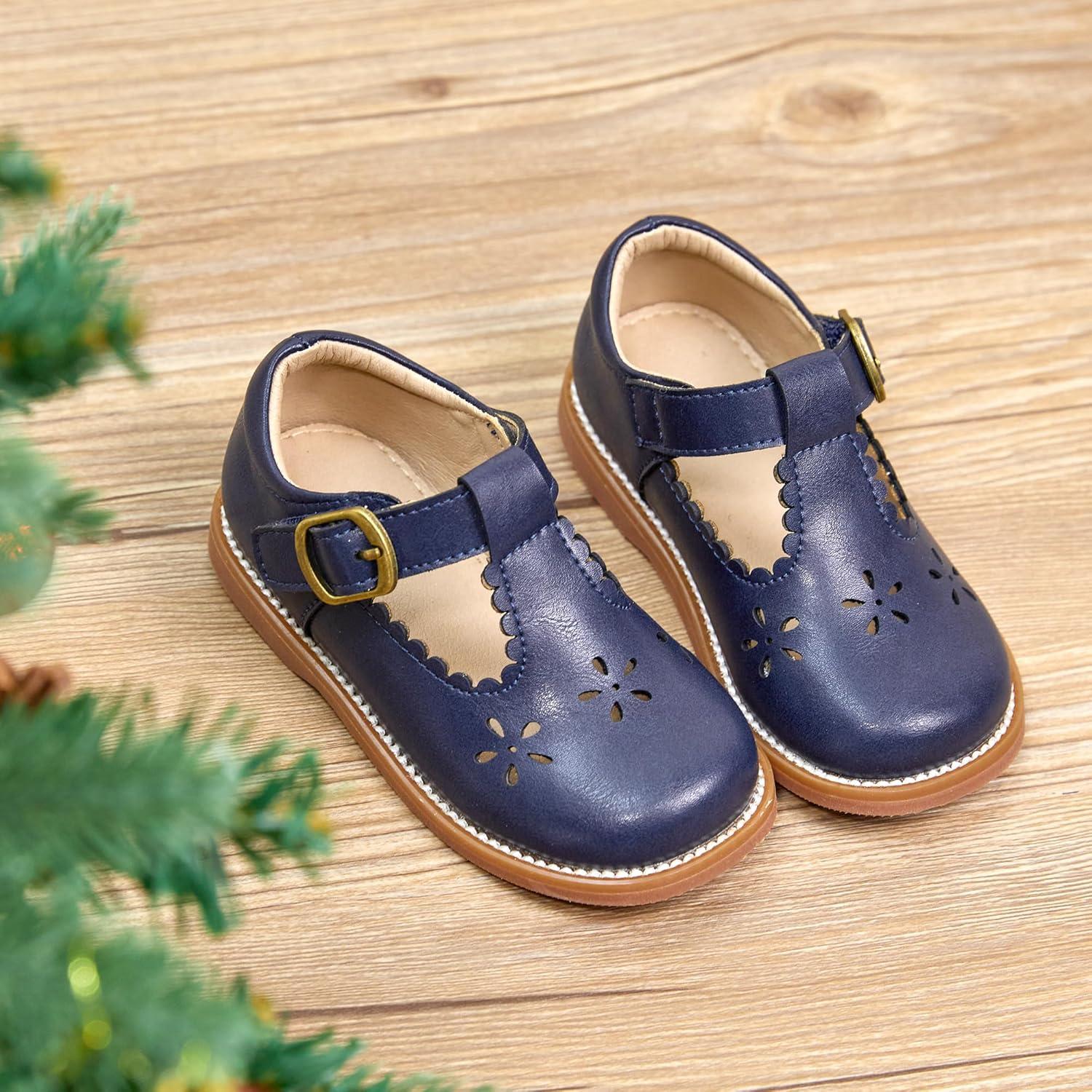 imageKiderence Toddler Girls Mary Jane Dress Shoes Little Girls School Oxford FlatsCk338 Blue