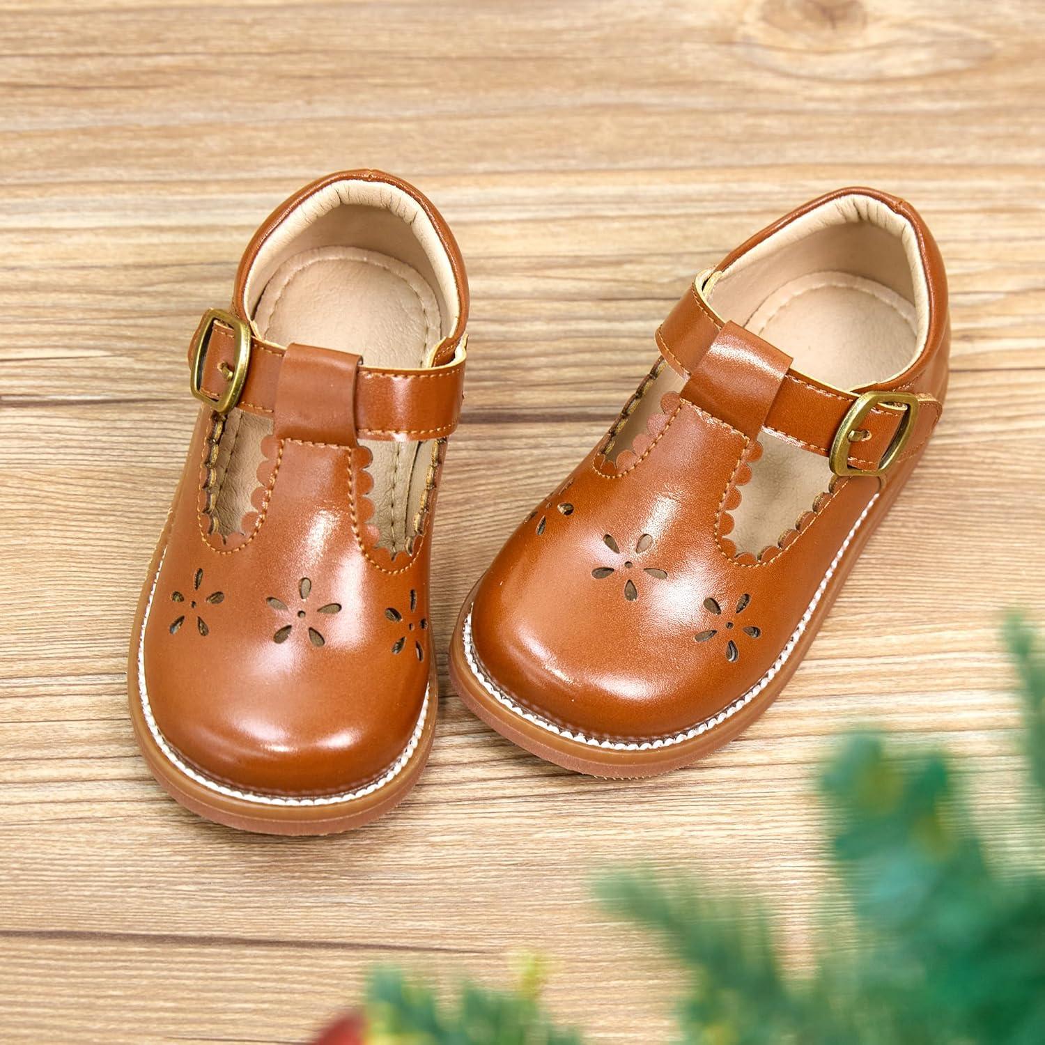 imageKiderence Toddler Girls Mary Jane Dress Shoes Little Girls School Oxford FlatsCk338 Brown