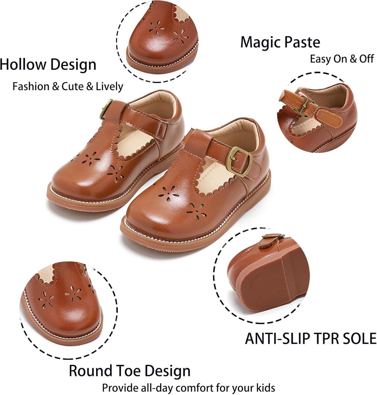imageKiderence Toddler Girls Mary Jane Dress Shoes Little Girls School Oxford FlatsCk338 Brown