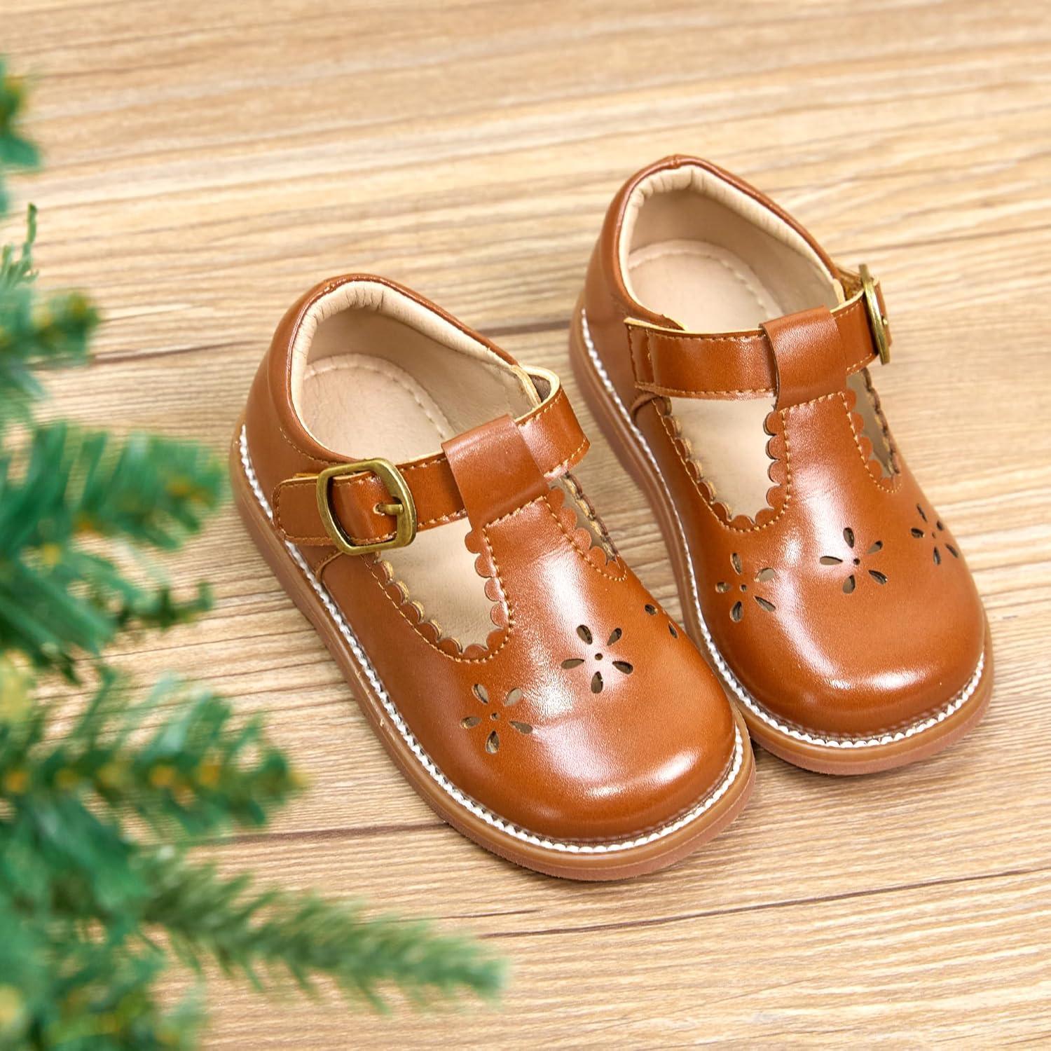 imageKiderence Toddler Girls Mary Jane Dress Shoes Little Girls School Oxford FlatsCk338 Brown