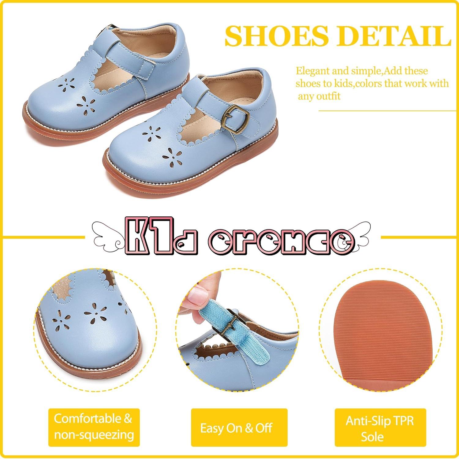 imageKiderence Toddler Girls Mary Jane Dress Shoes Little Girls School Oxford FlatsCk338 Light Blue
