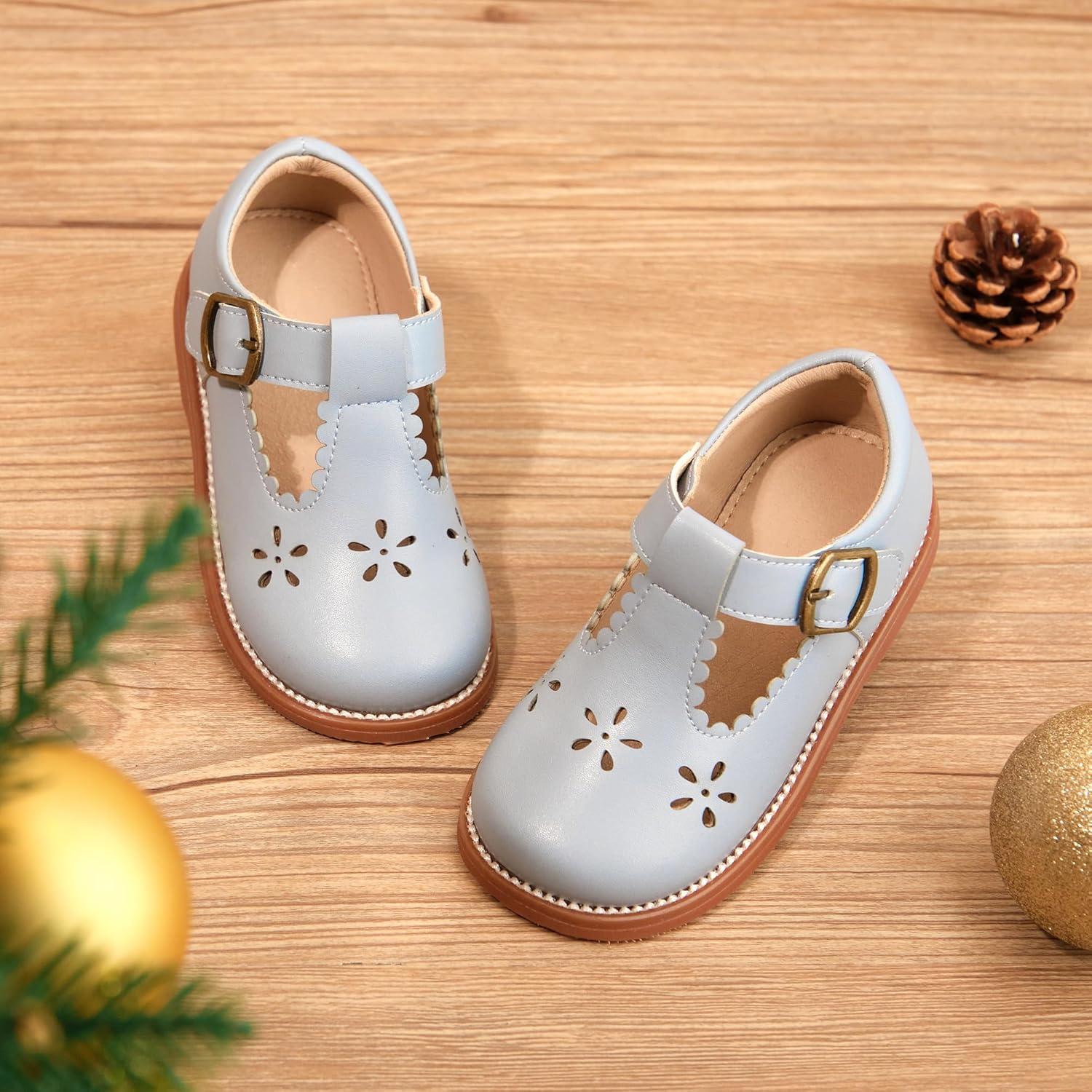 imageKiderence Toddler Girls Mary Jane Dress Shoes Little Girls School Oxford FlatsCk338 Light Blue