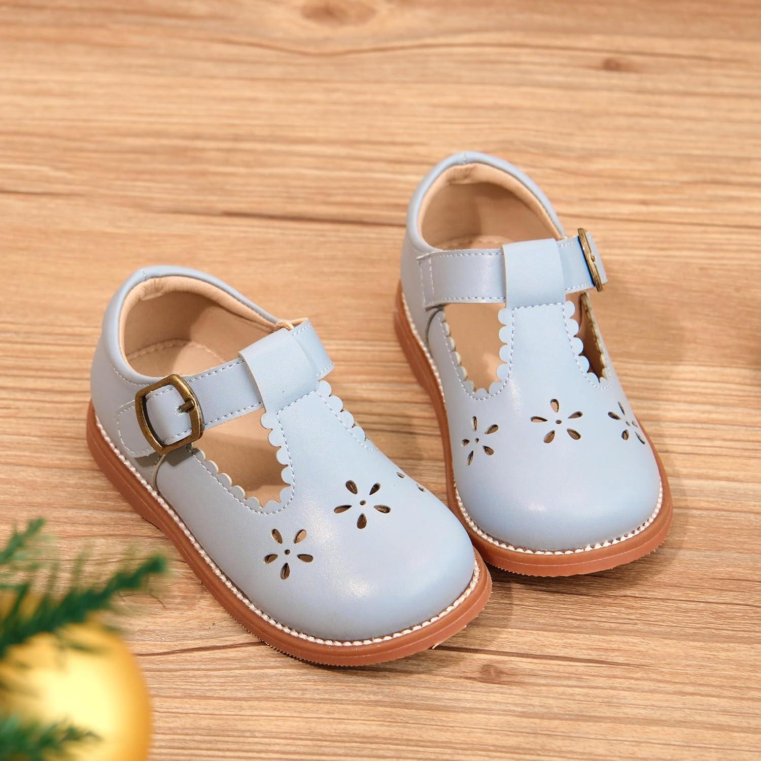 imageKiderence Toddler Girls Mary Jane Dress Shoes Little Girls School Oxford FlatsCk338 Light Blue