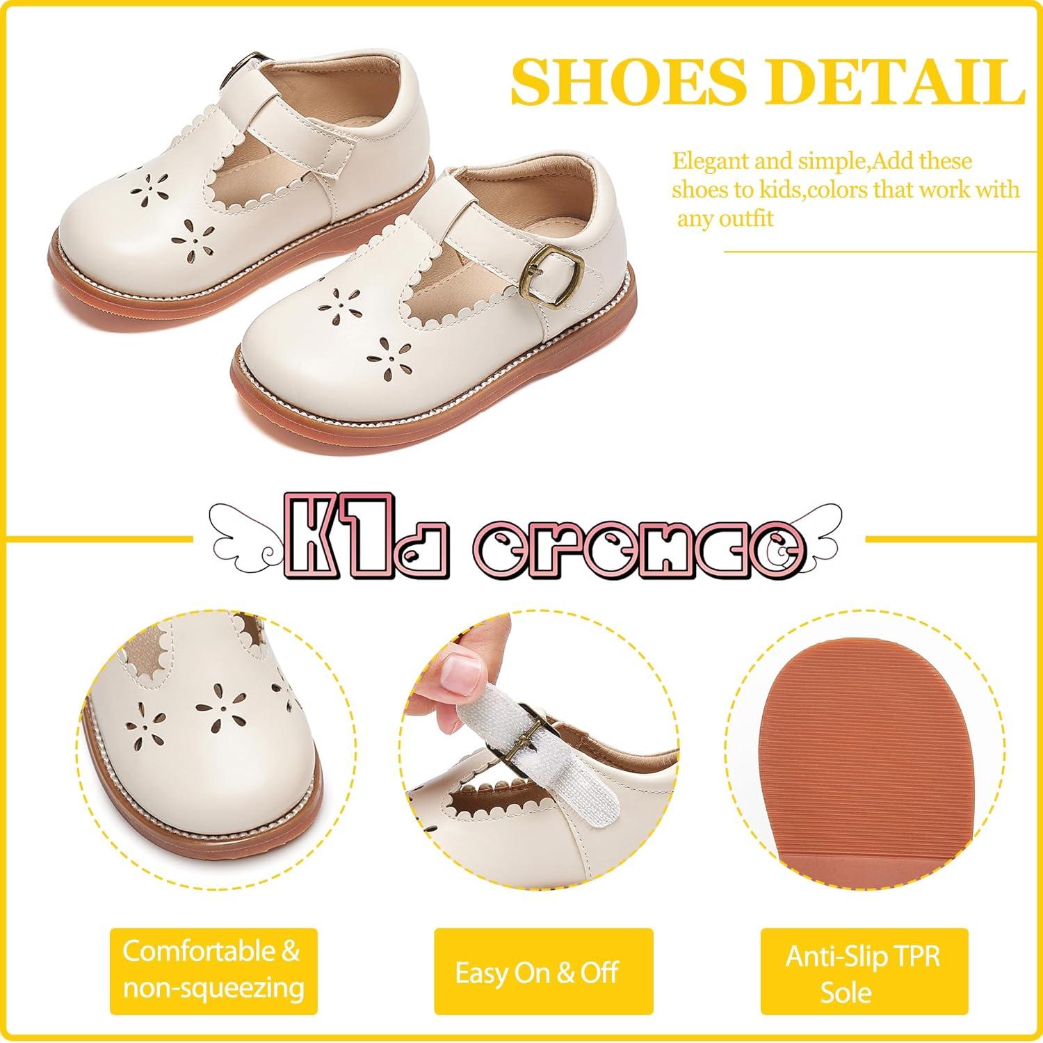 imageKiderence Toddler Girls Mary Jane Dress Shoes Little Girls School Oxford FlatsCk338 Offwhite