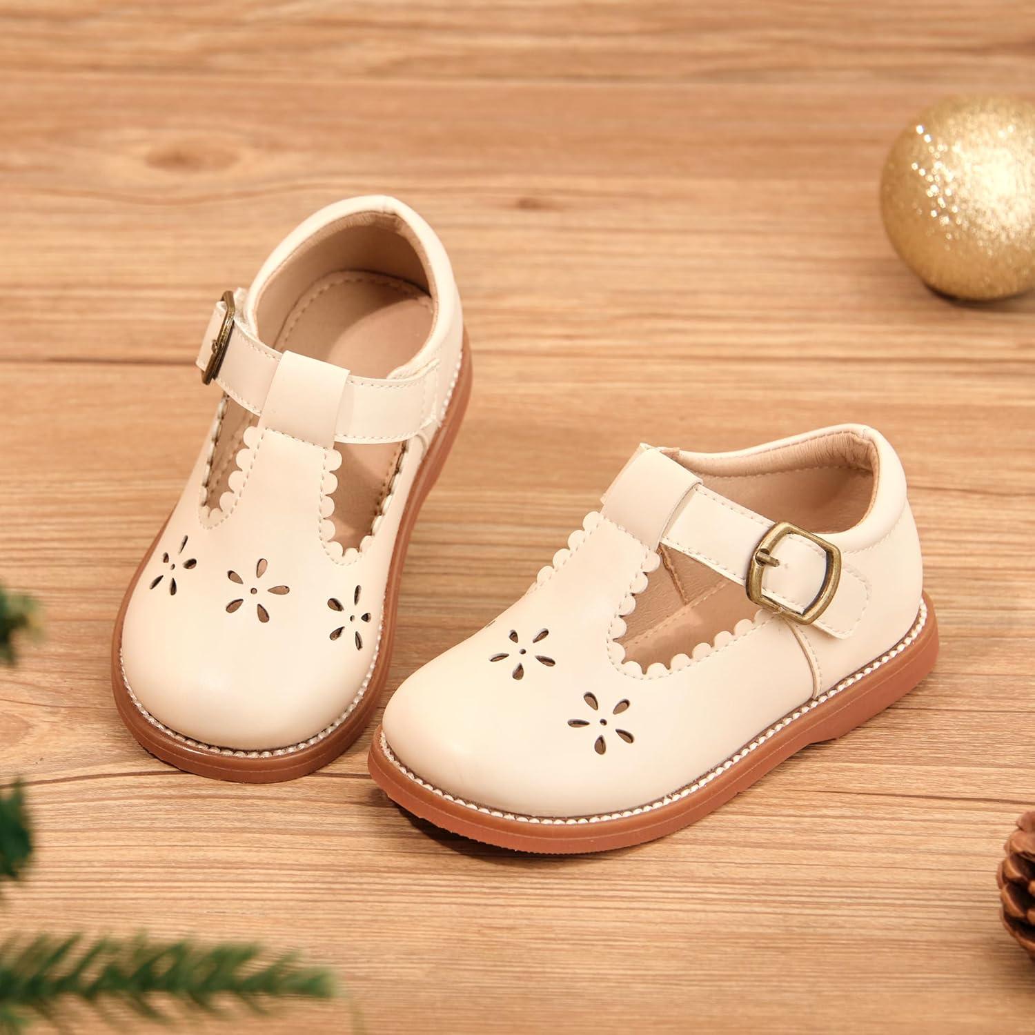 imageKiderence Toddler Girls Mary Jane Dress Shoes Little Girls School Oxford FlatsCk338 Offwhite