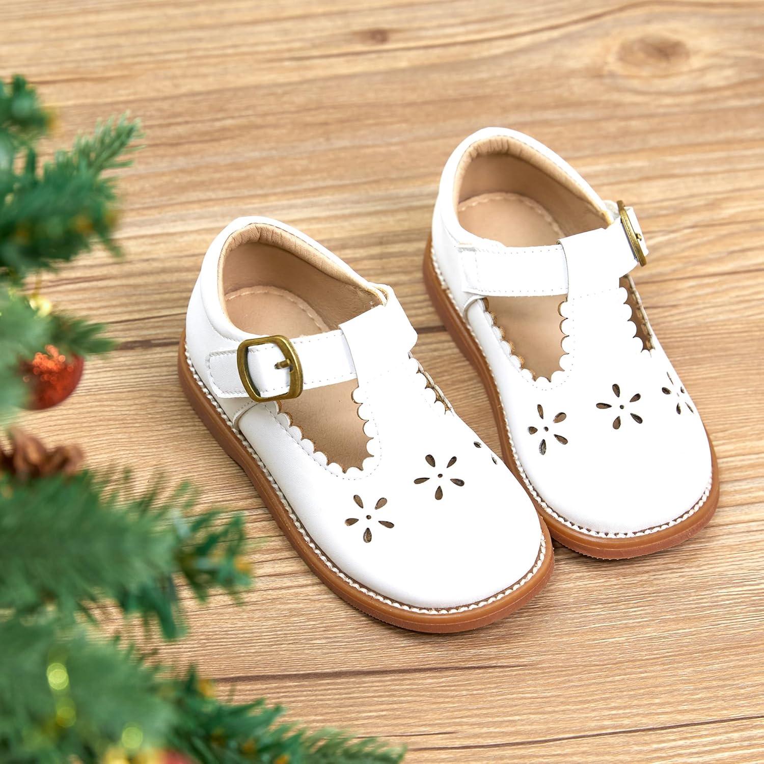 imageKiderence Toddler Girls Mary Jane Dress Shoes Little Girls School Oxford FlatsCk338 White