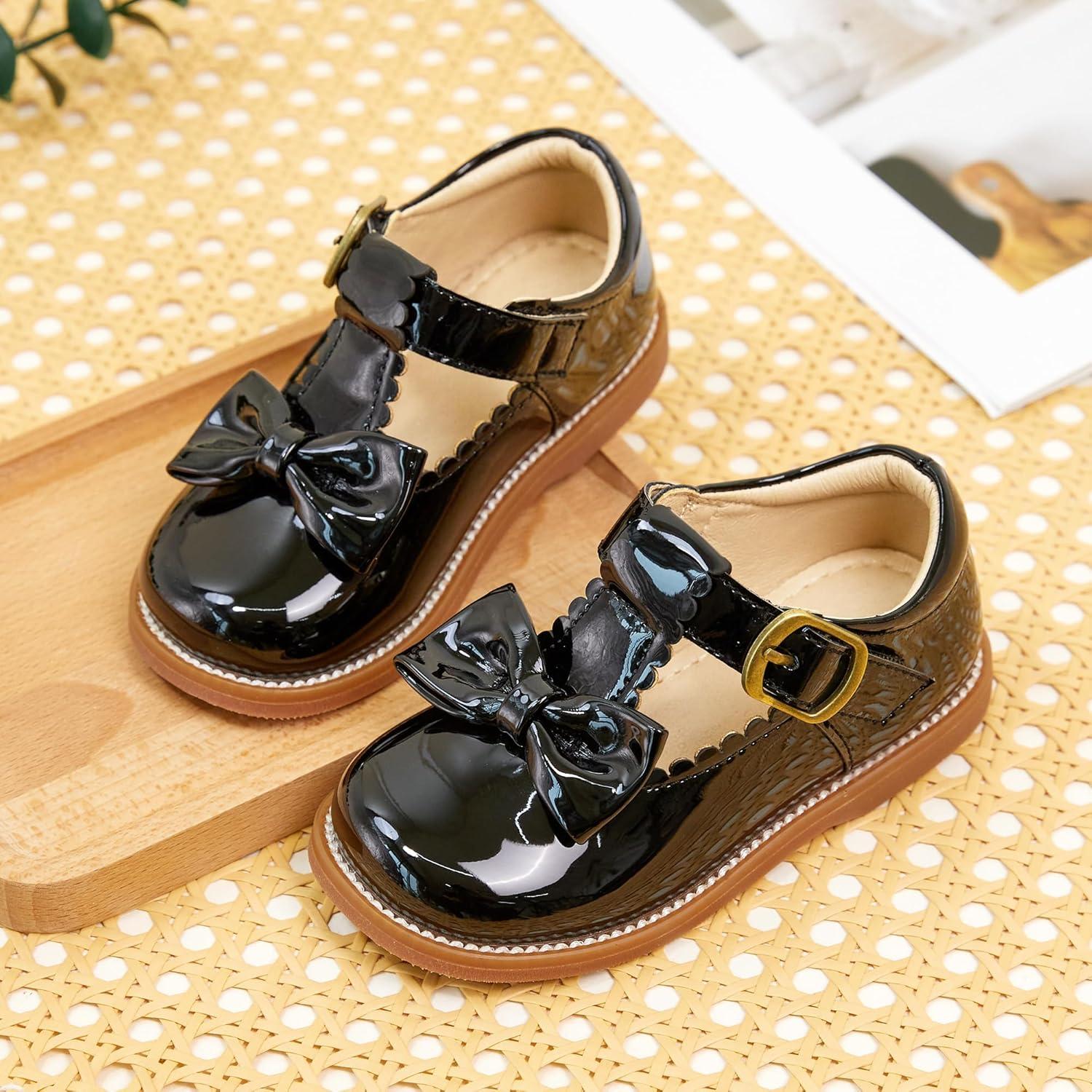 imageKiderence Toddler Girls Mary Jane Dress Shoes Little Girls School Oxford FlatsCk339 Black