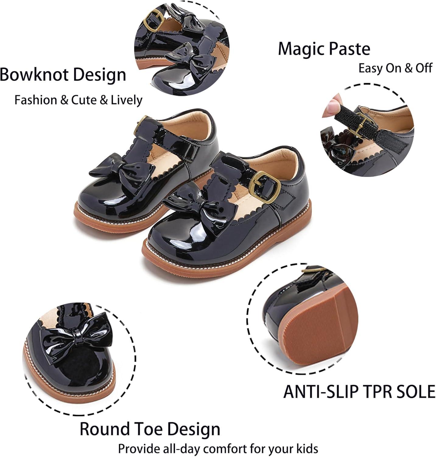 imageKiderence Toddler Girls Mary Jane Dress Shoes Little Girls School Oxford FlatsCk339 Black