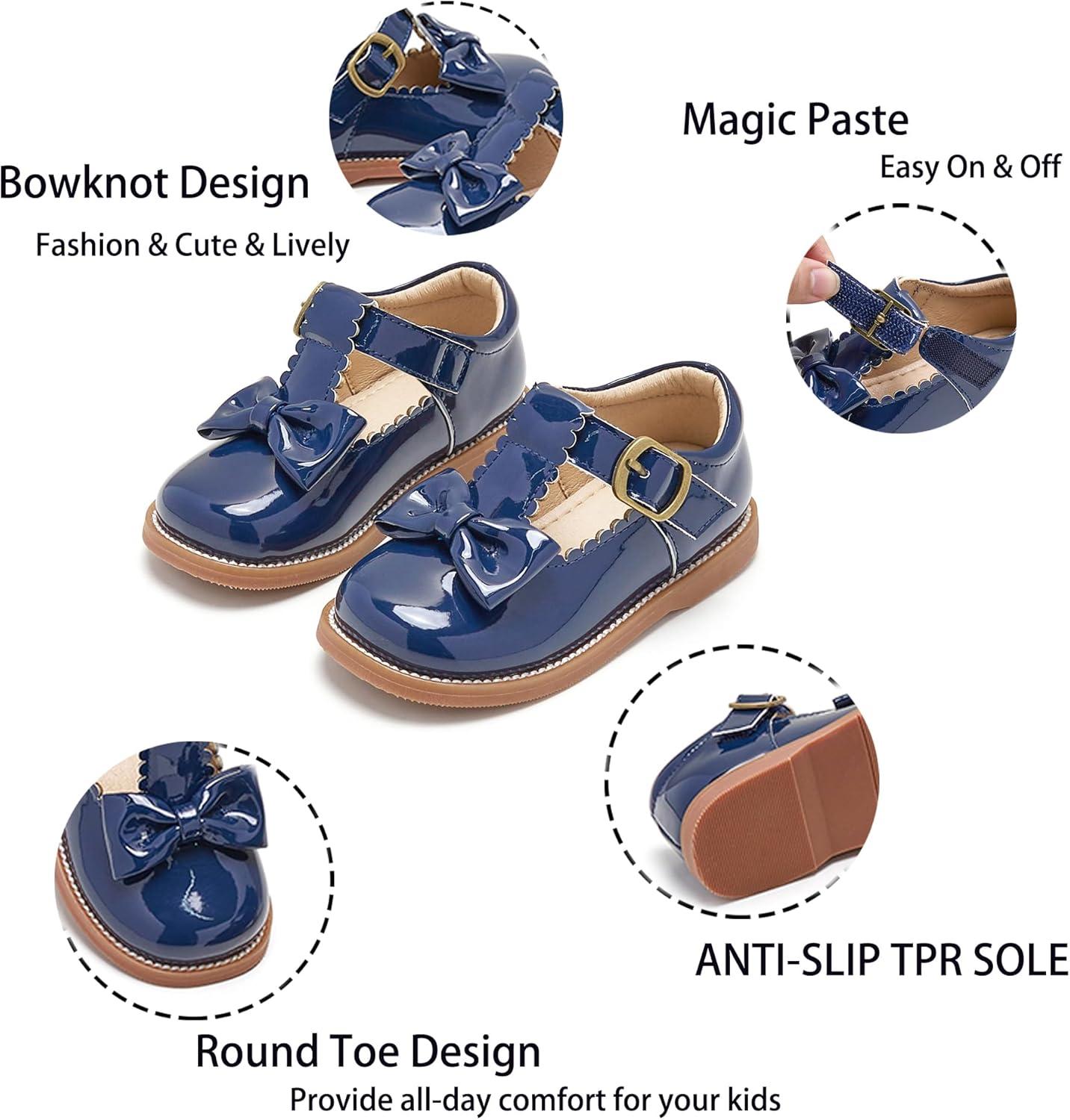 imageKiderence Toddler Girls Mary Jane Dress Shoes Little Girls School Oxford FlatsCk339 Blue