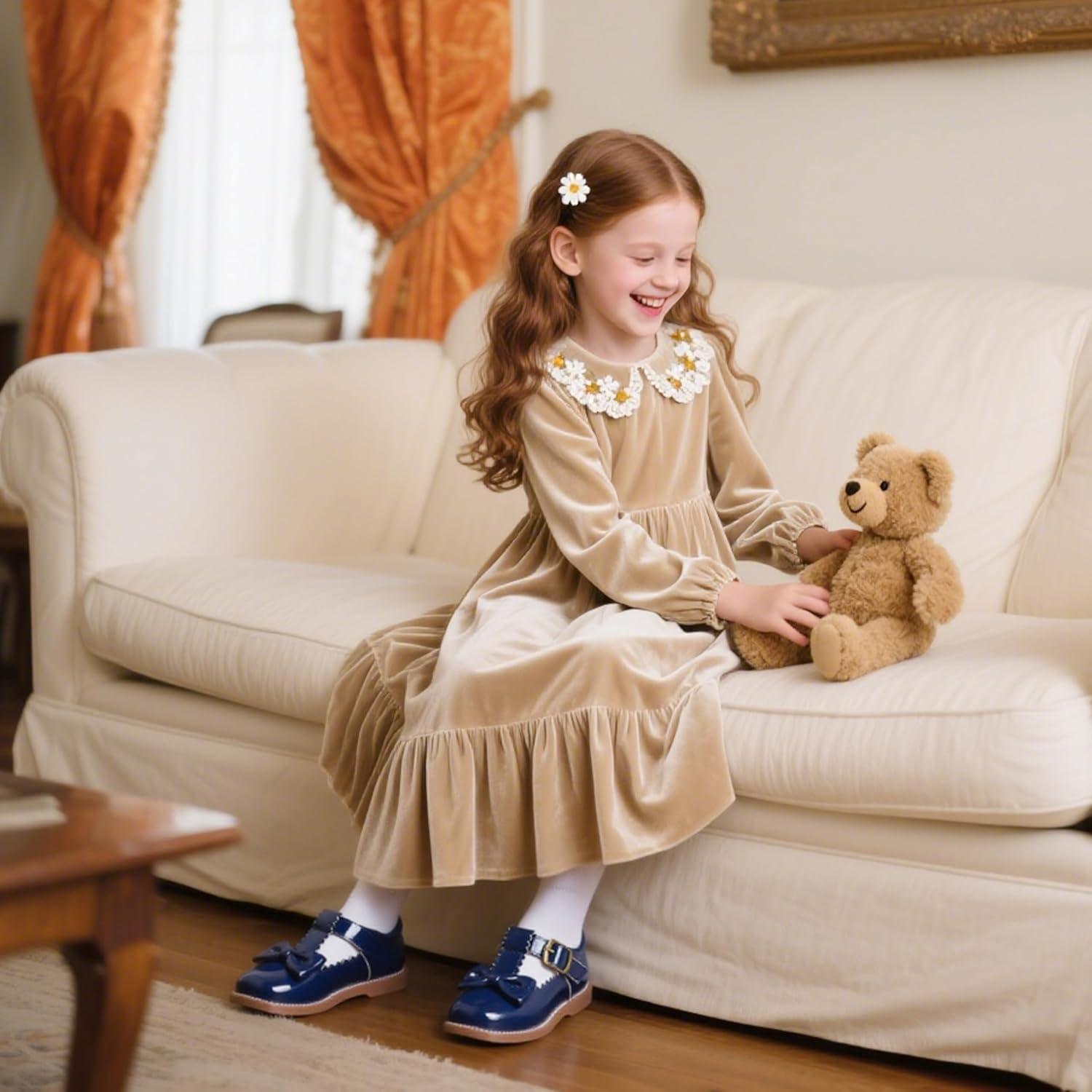 imageKiderence Toddler Girls Mary Jane Dress Shoes Little Girls School Oxford FlatsCk339 Blue