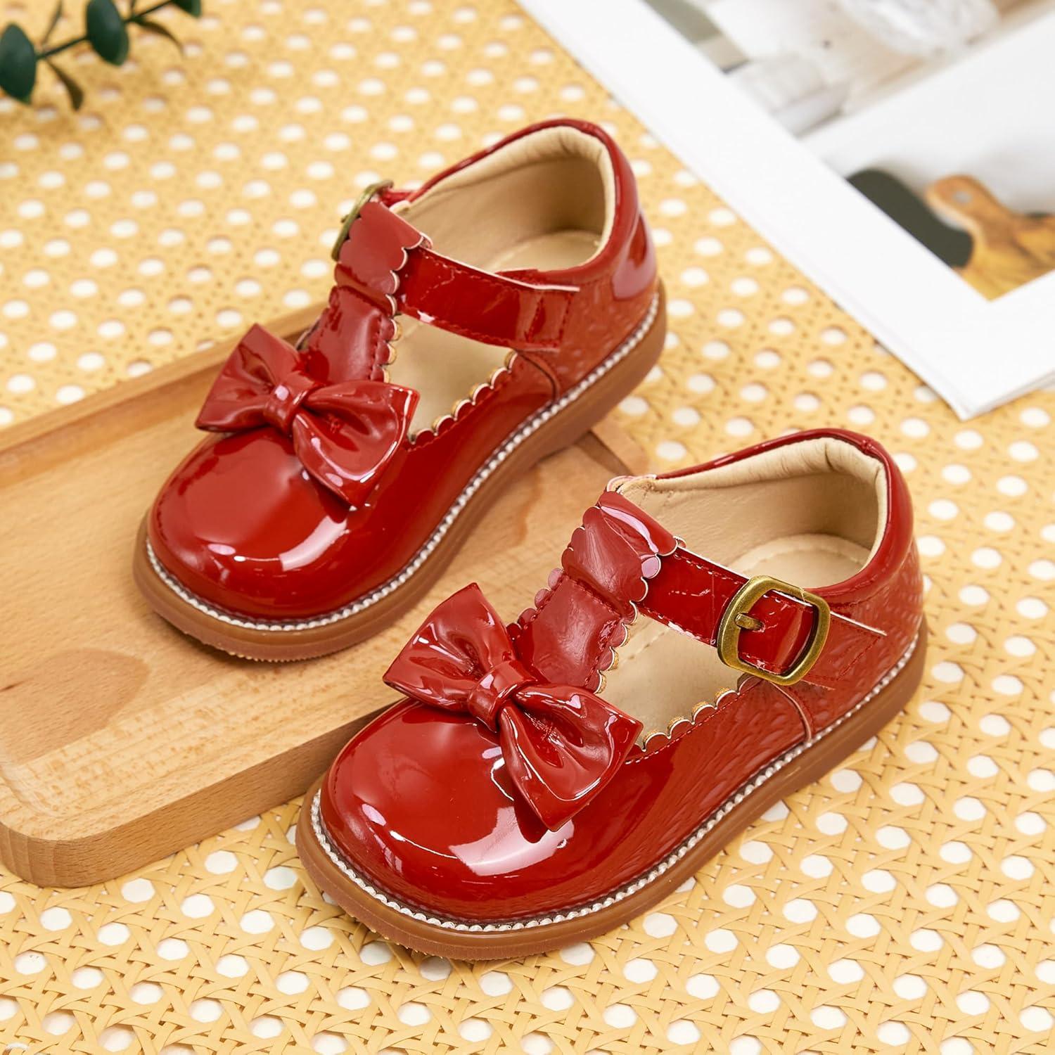 imageKiderence Toddler Girls Mary Jane Dress Shoes Little Girls School Oxford FlatsCk339 Red