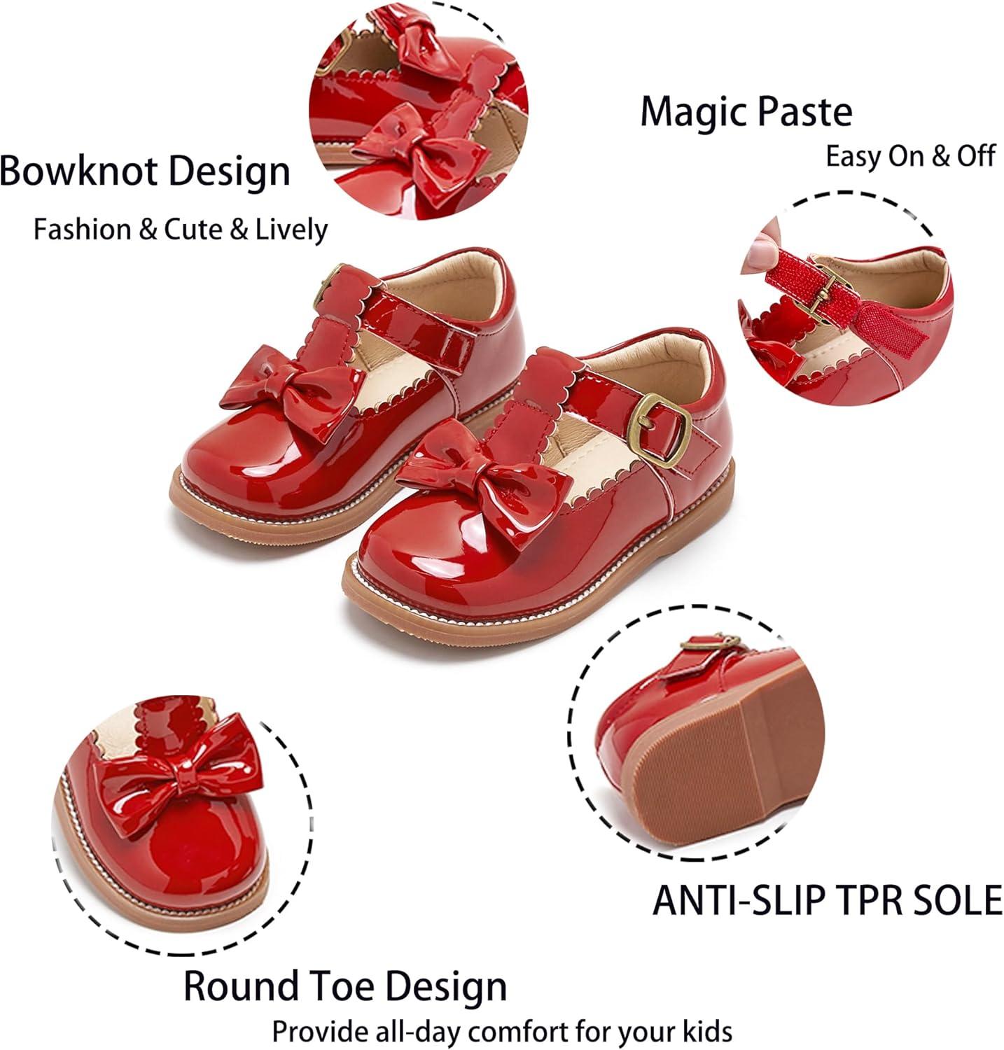 imageKiderence Toddler Girls Mary Jane Dress Shoes Little Girls School Oxford FlatsCk339 Red