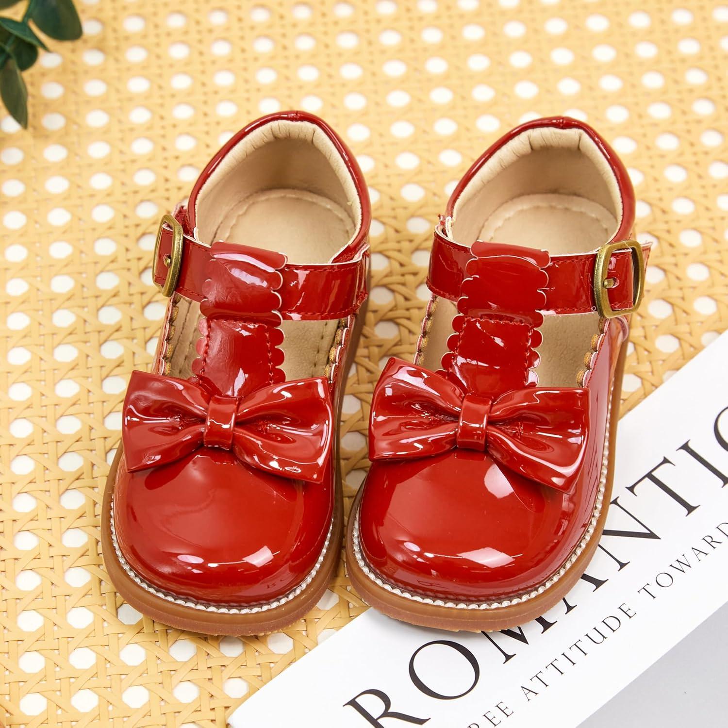imageKiderence Toddler Girls Mary Jane Dress Shoes Little Girls School Oxford FlatsCk339 Red