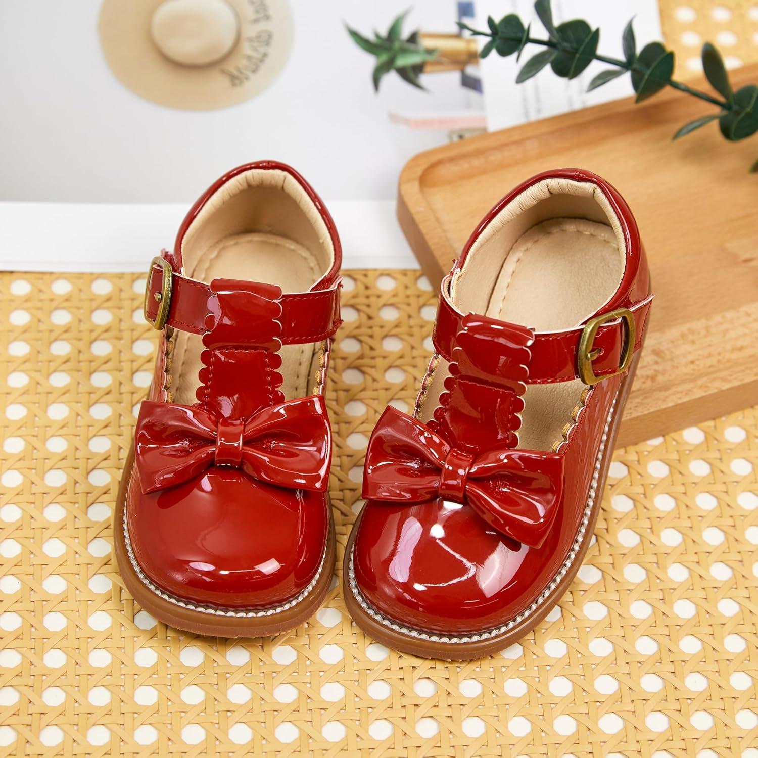 imageKiderence Toddler Girls Mary Jane Dress Shoes Little Girls School Oxford FlatsCk339 Red