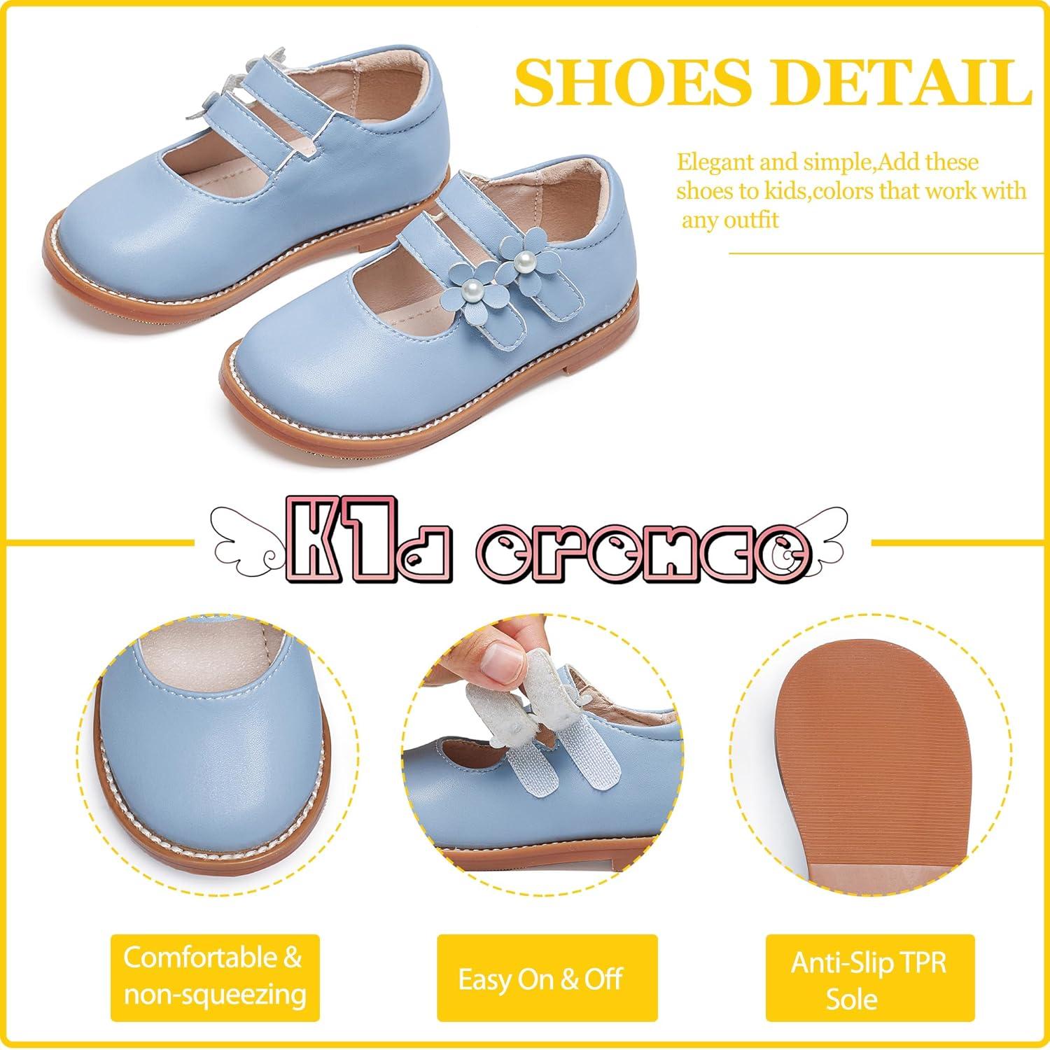 imageKiderence Toddler Girls Mary Jane Dress Shoes Little Girls School Oxford FlatsCk509 Blue