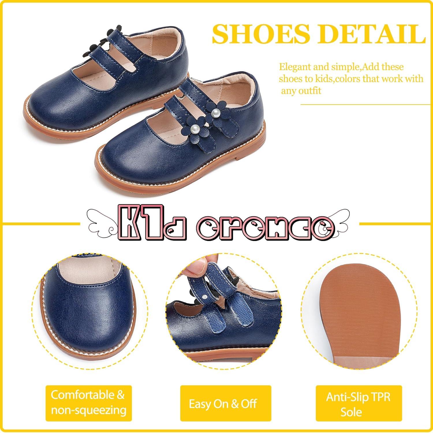 imageKiderence Toddler Girls Mary Jane Dress Shoes Little Girls School Oxford FlatsCk509 Navy Blue