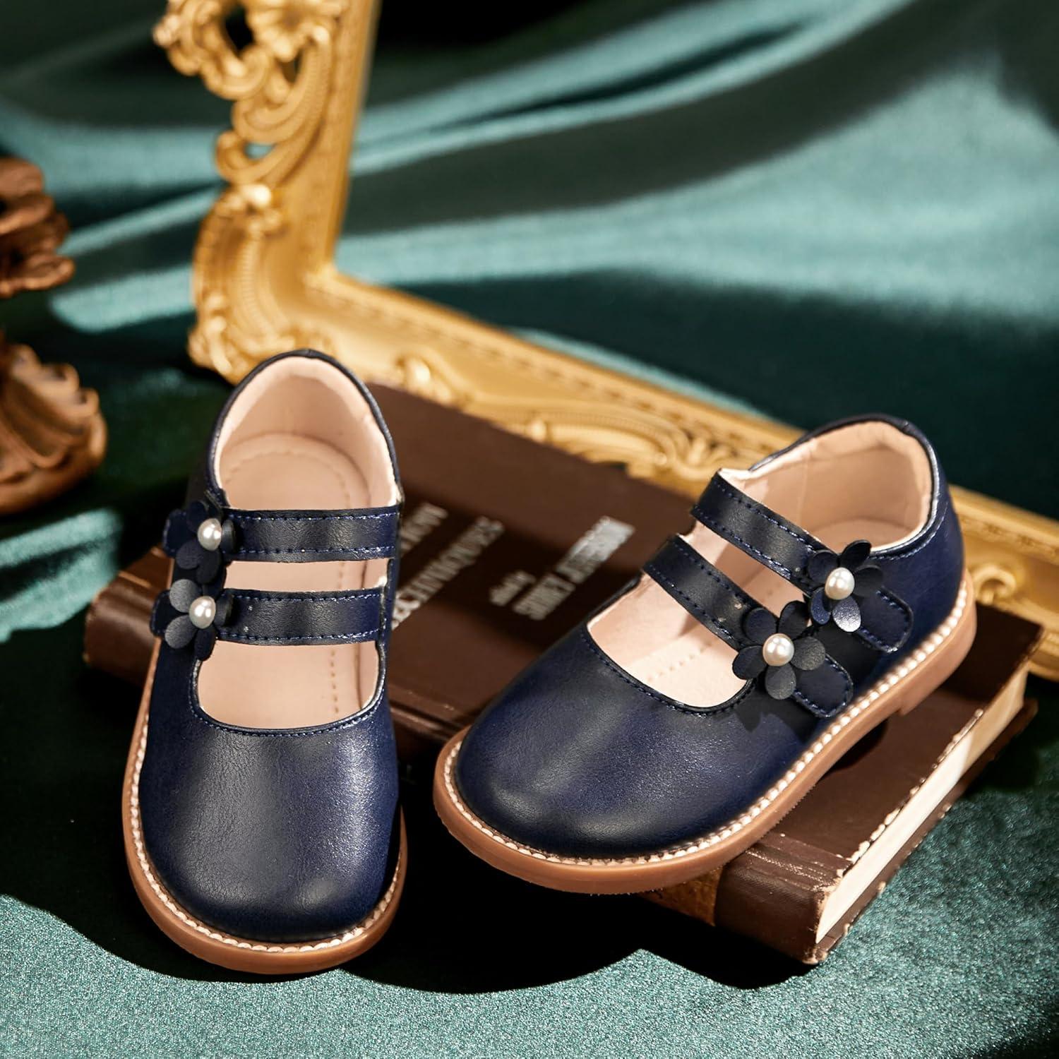 imageKiderence Toddler Girls Mary Jane Dress Shoes Little Girls School Oxford FlatsCk509 Navy Blue
