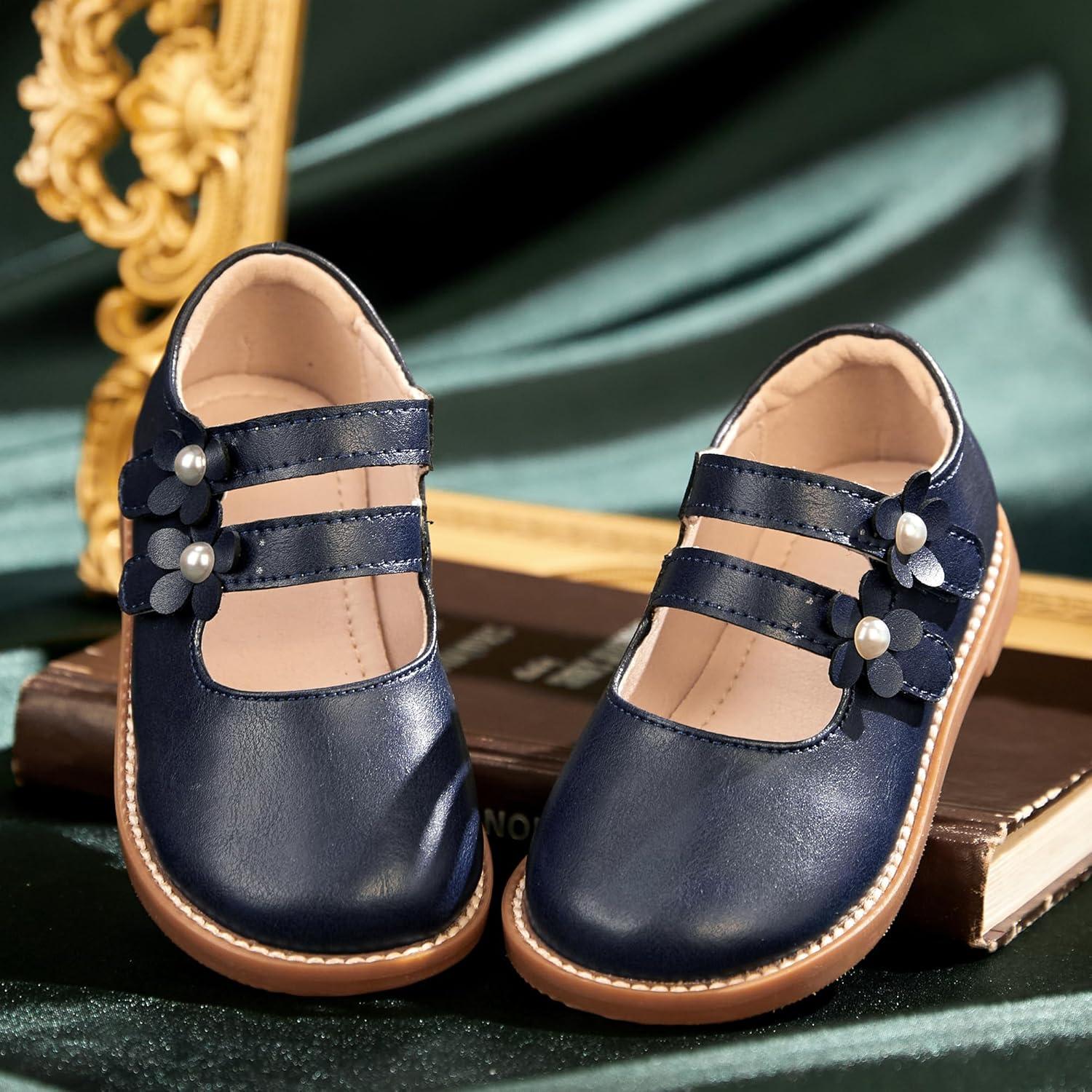 imageKiderence Toddler Girls Mary Jane Dress Shoes Little Girls School Oxford FlatsCk509 Navy Blue