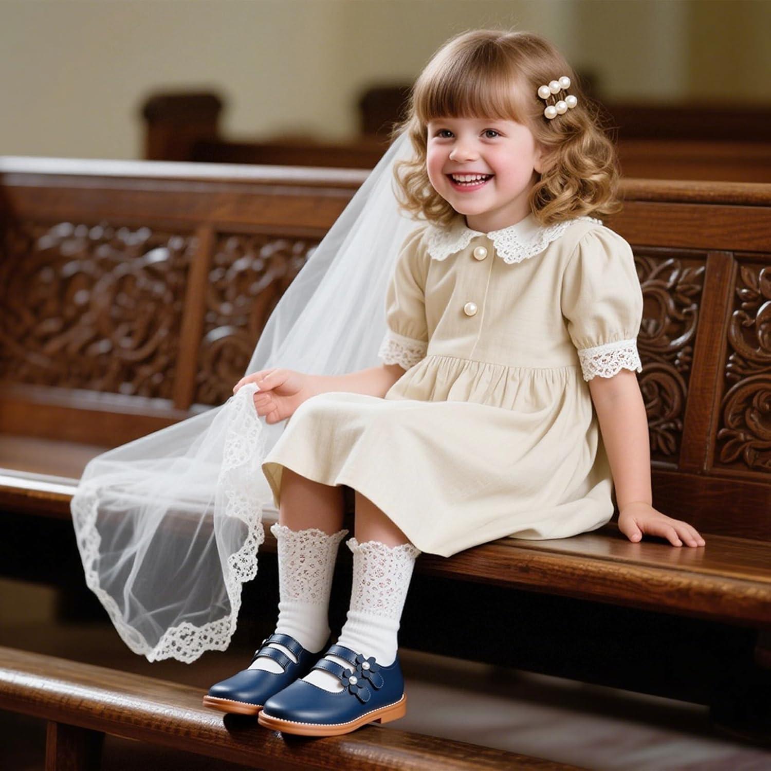 imageKiderence Toddler Girls Mary Jane Dress Shoes Little Girls School Oxford FlatsCk509 Navy Blue