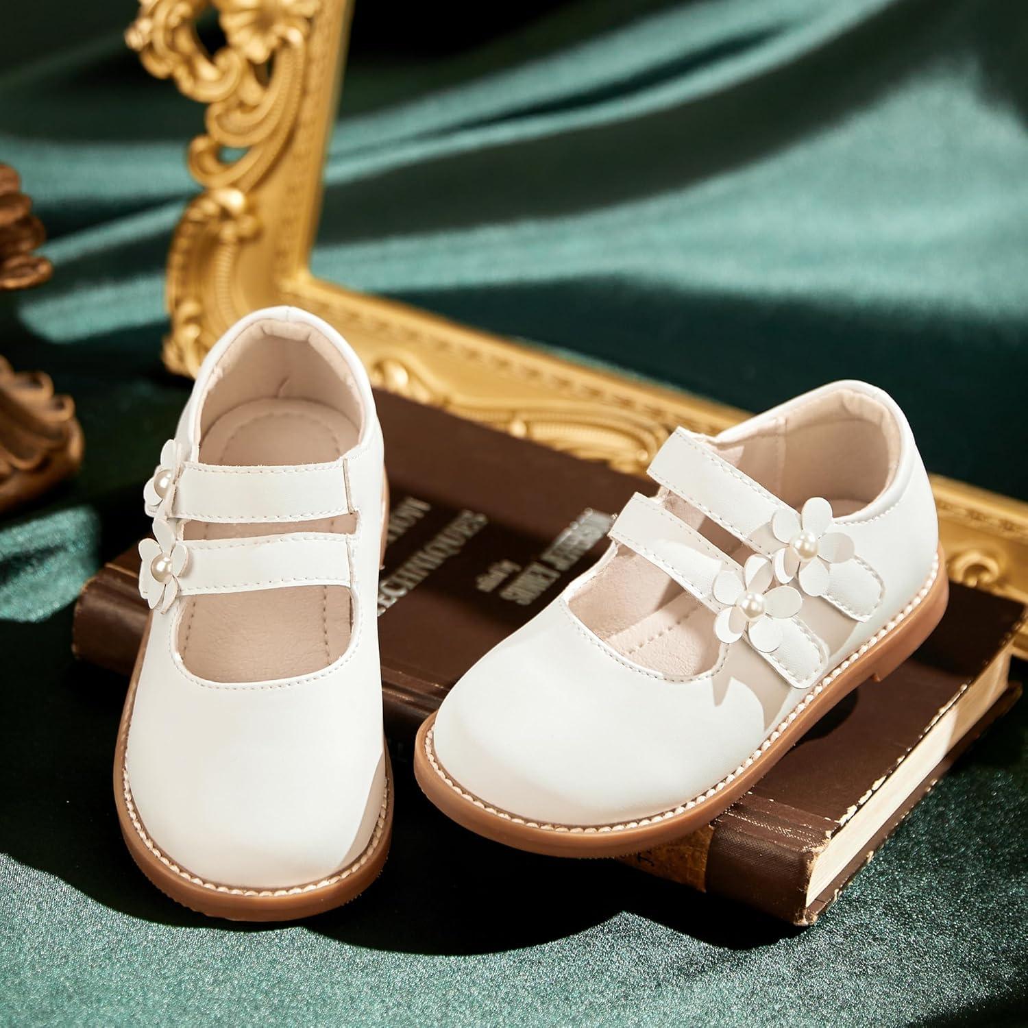 imageKiderence Toddler Girls Mary Jane Dress Shoes Little Girls School Oxford FlatsCk509 White