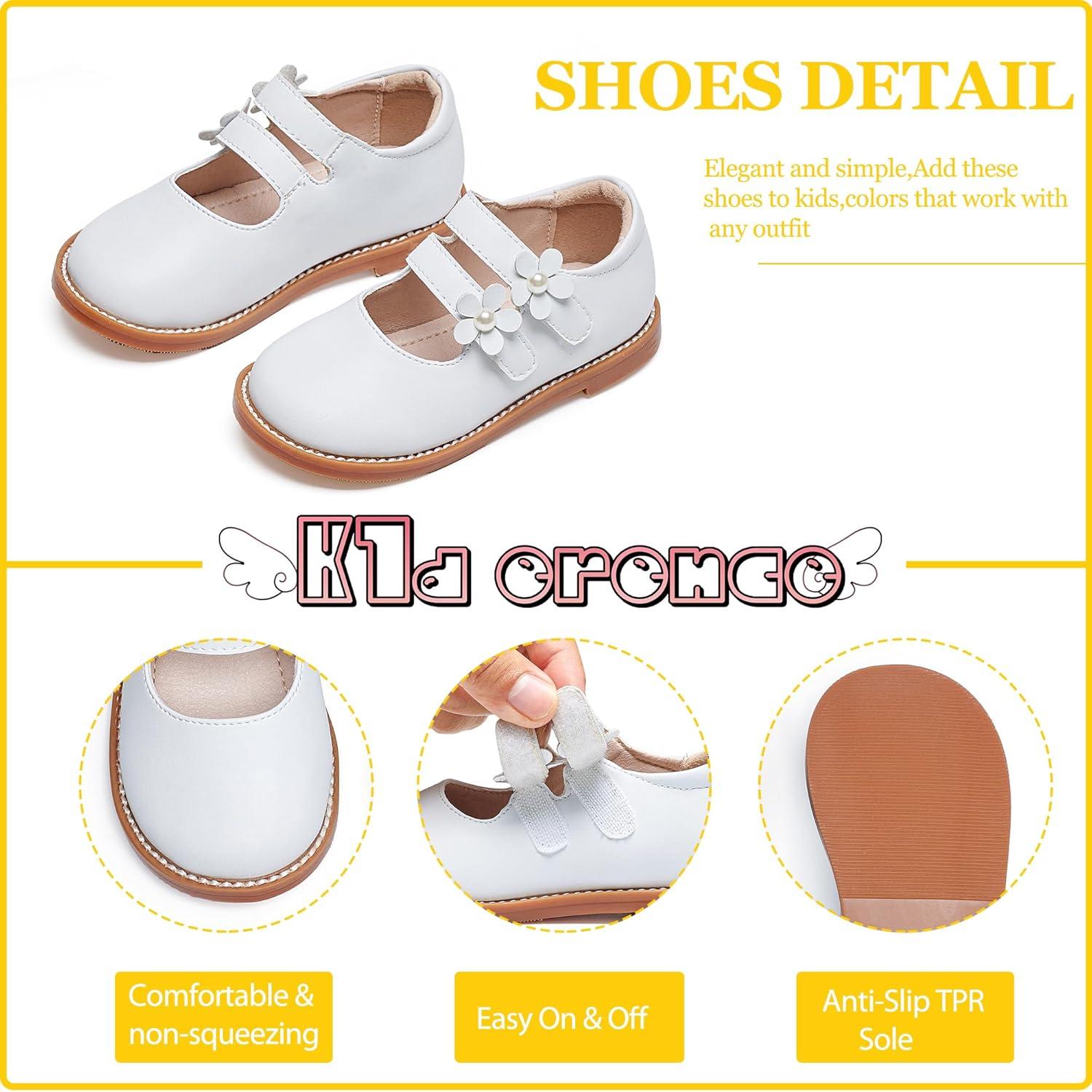 imageKiderence Toddler Girls Mary Jane Dress Shoes Little Girls School Oxford FlatsCk509 White