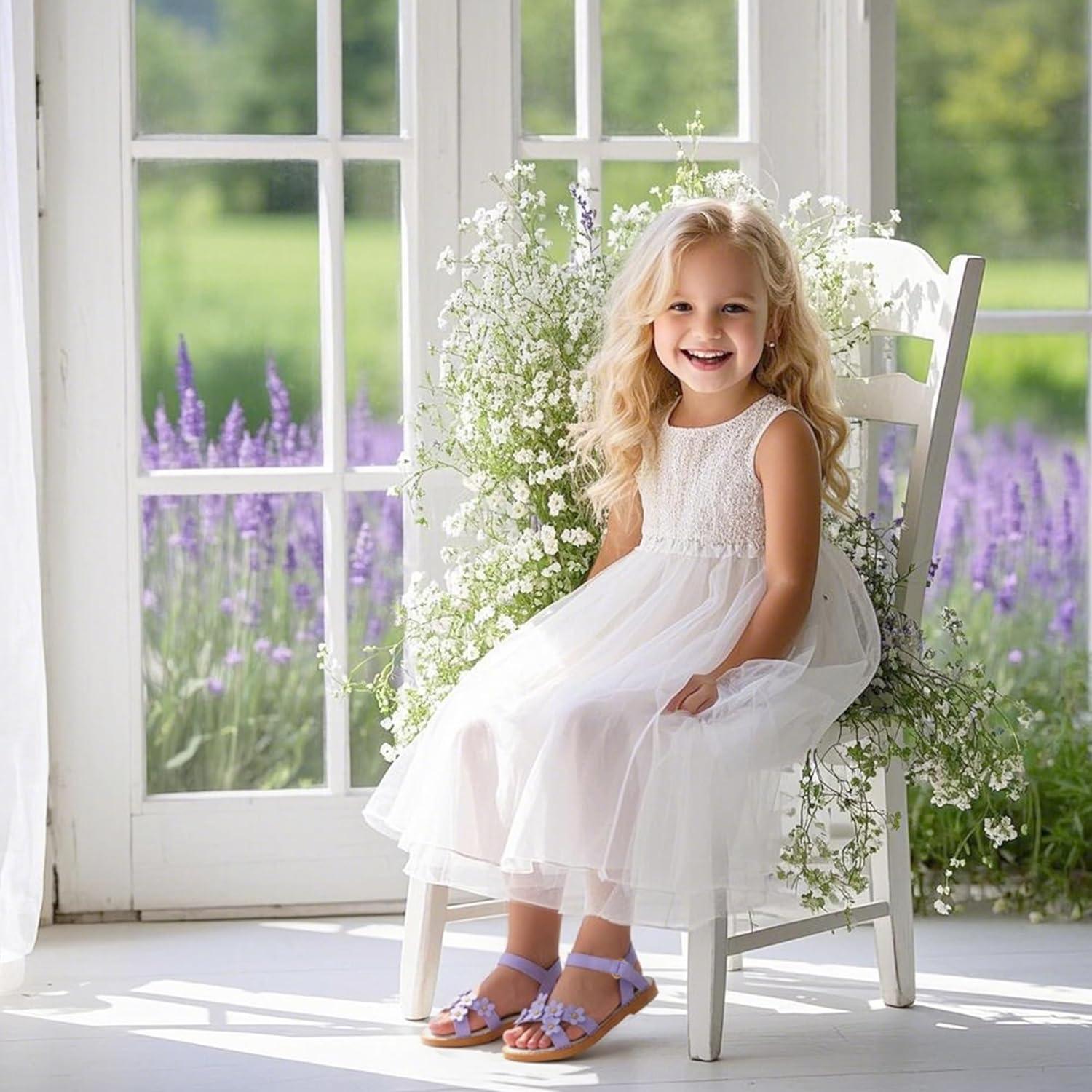 imageKiderence Toddler Girls Pink Floral Sandals Girls Casual Flat Sandals with Ankle StrapCk370 Purple