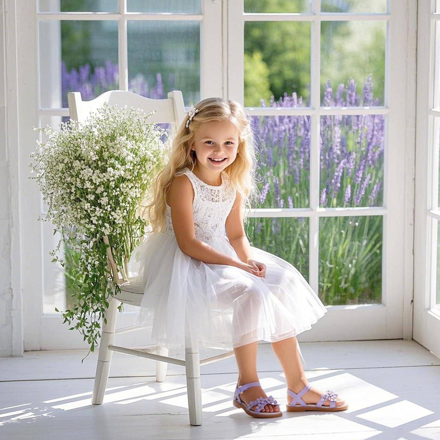 imageKiderence Toddler Girls Pink Floral Sandals Girls Casual Flat Sandals with Ankle StrapCk370 Purple