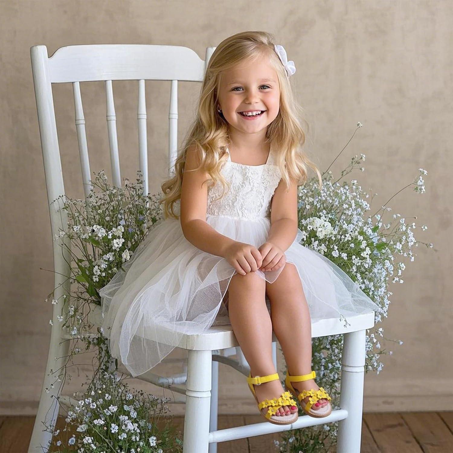 imageKiderence Toddler Girls Pink Floral Sandals Girls Casual Flat Sandals with Ankle StrapCk370 Yellow