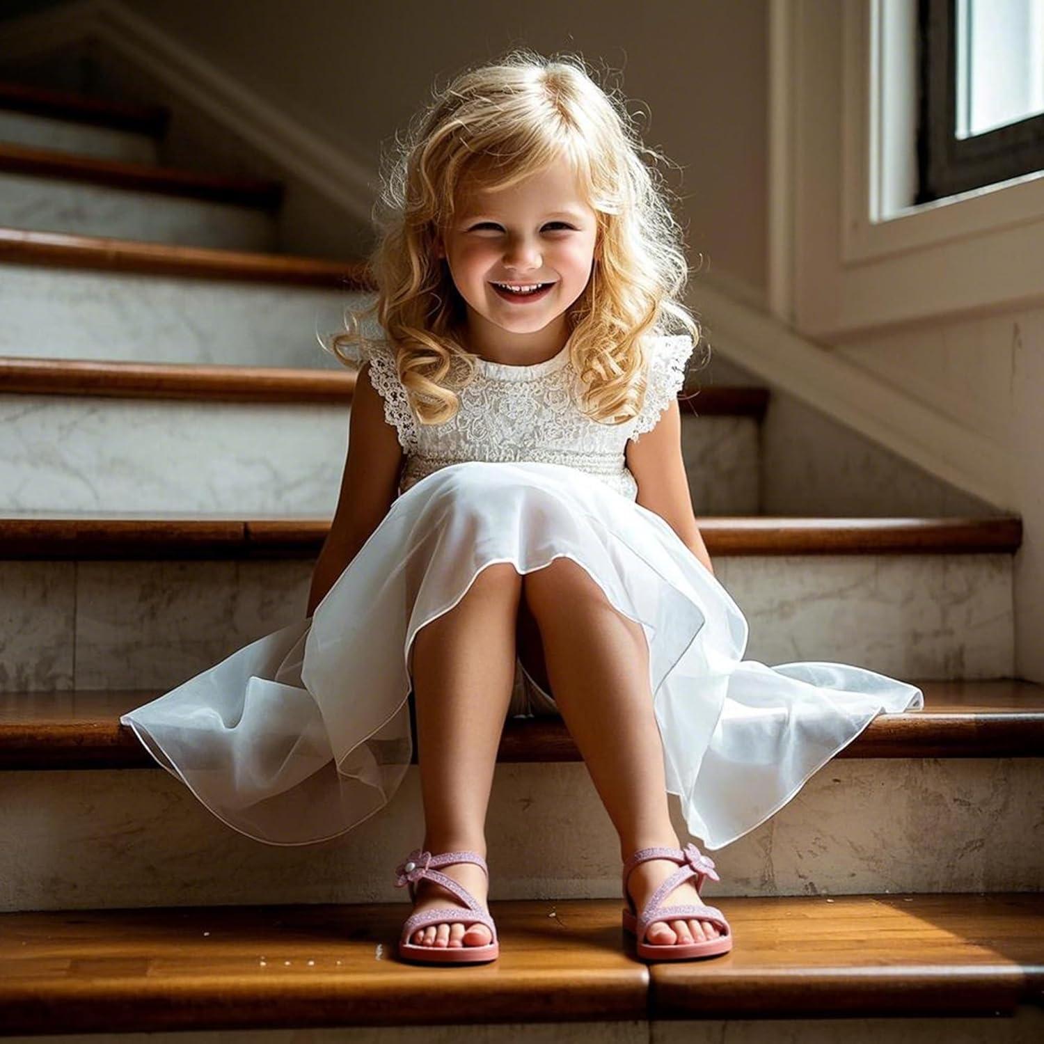 imageKiderence Toddler Girls Pink Floral Sandals Girls Casual Flat Sandals with Ankle StrapCk540 Pink