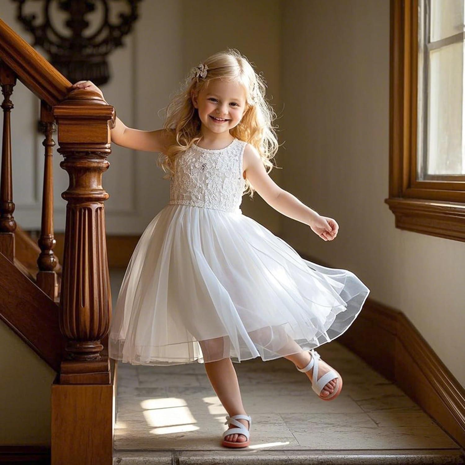 imageKiderence Toddler Girls Pink Floral Sandals Girls Casual Flat Sandals with Ankle StrapCk540 White