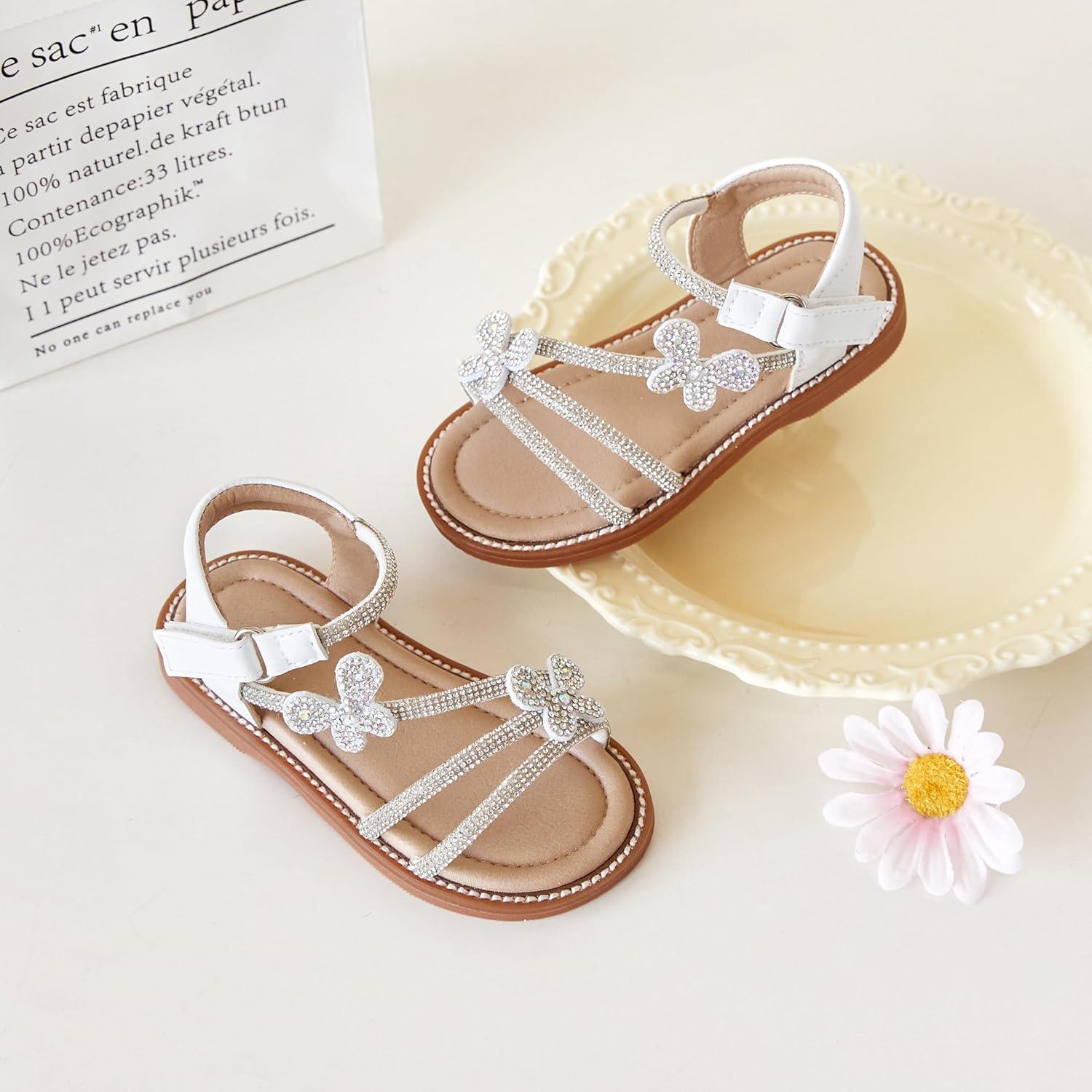 imageKiderence Toddler Girls Pink Floral Sandals Girls Casual Flat Sandals with Ankle StrapCk550 White
