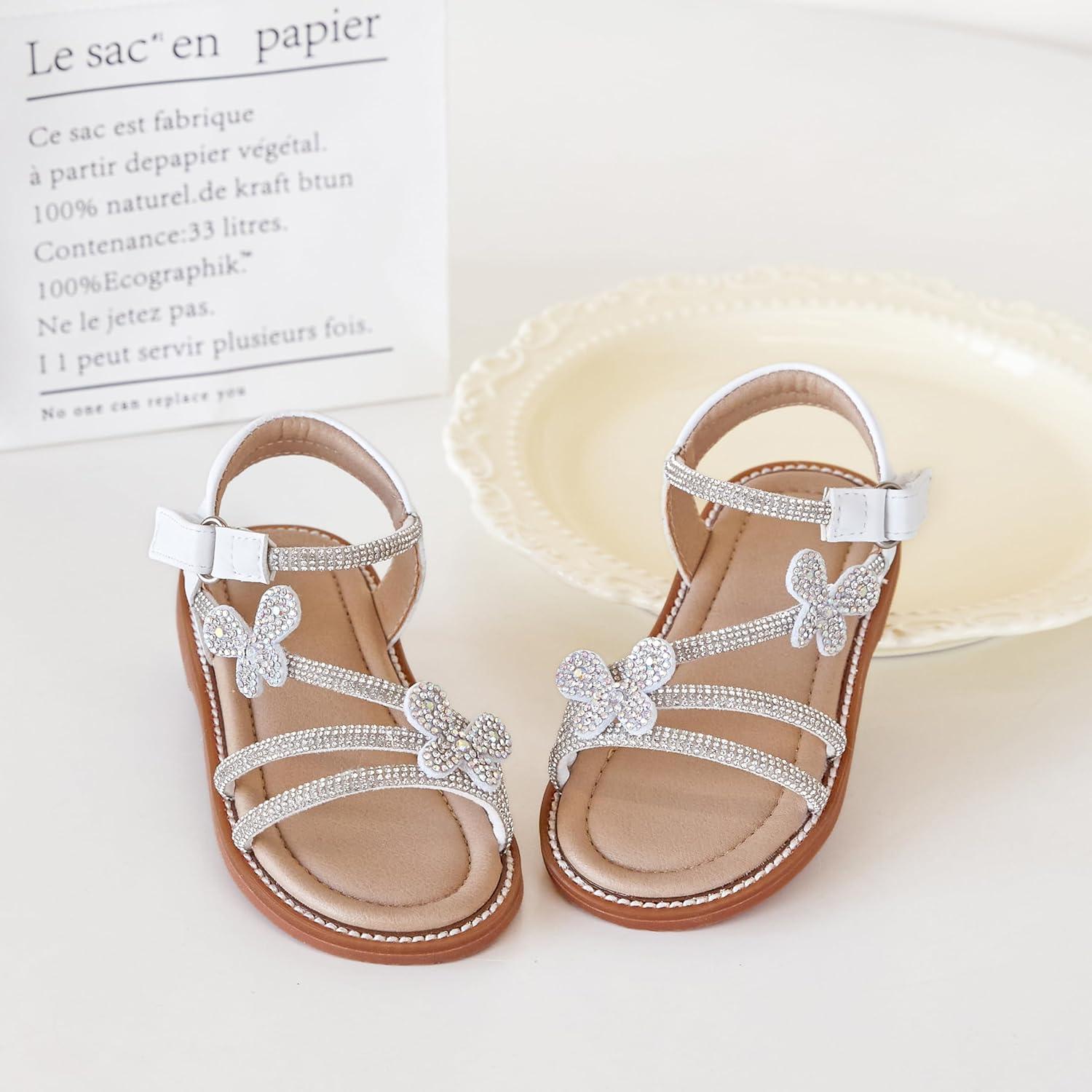 imageKiderence Toddler Girls Pink Floral Sandals Girls Casual Flat Sandals with Ankle StrapCk550 White