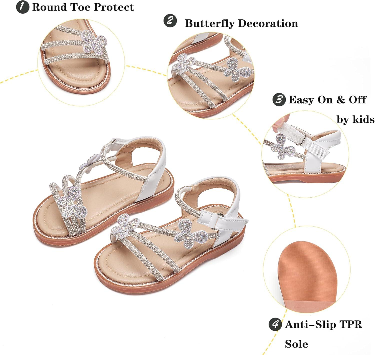 imageKiderence Toddler Girls Pink Floral Sandals Girls Casual Flat Sandals with Ankle StrapCk550 White