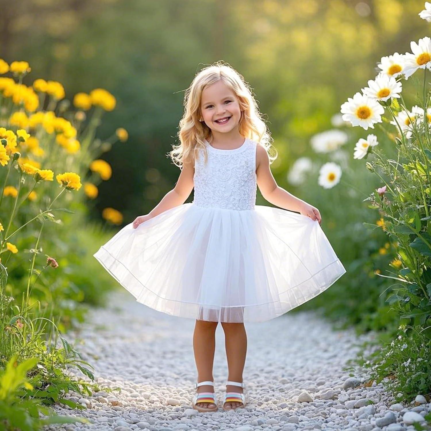 imageKiderence Toddler Girls Pink Floral Sandals Girls Casual Flat Sandals with Ankle StrapF632 White