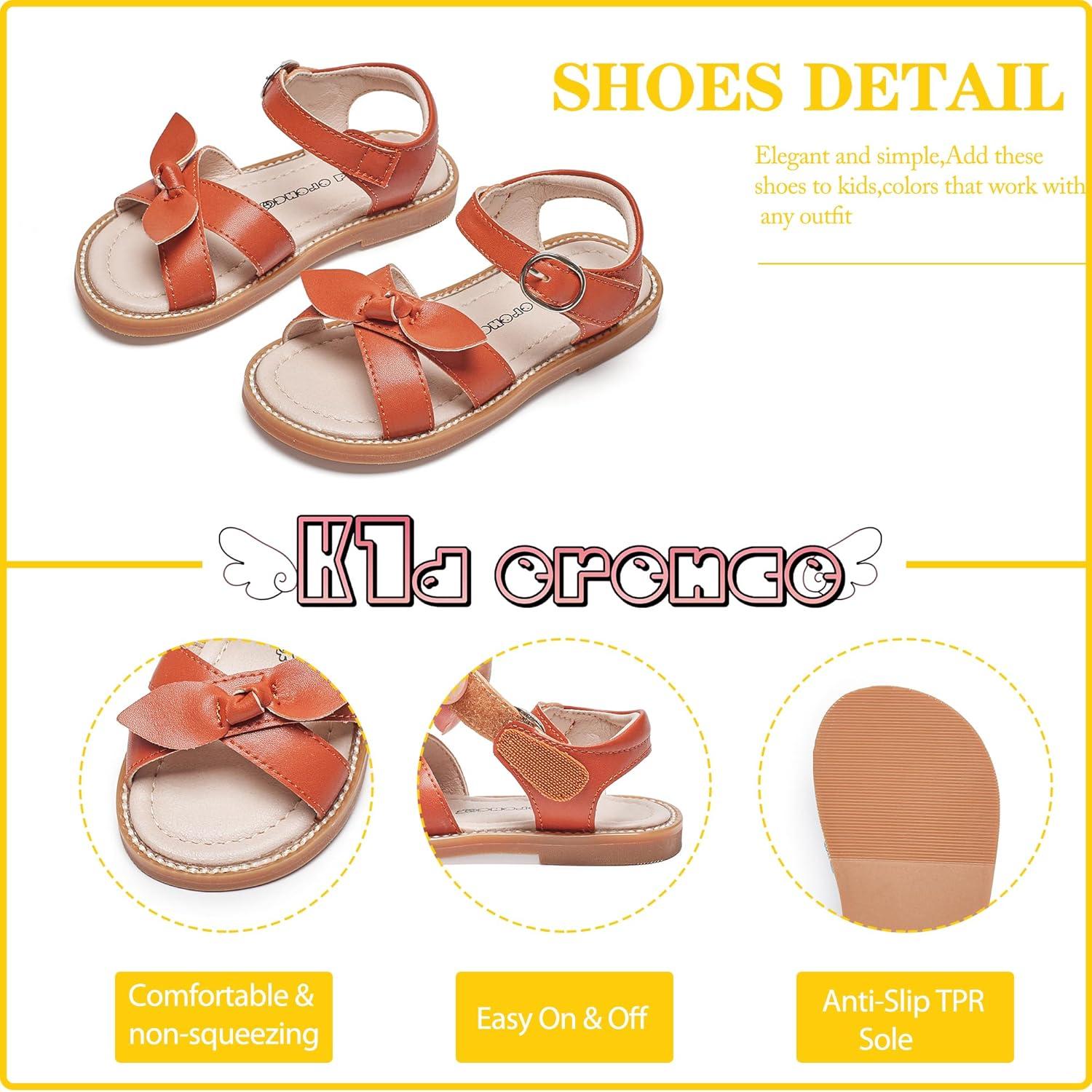 imageKiderence Toddler Girls Pink Floral Sandals Girls Casual Flat Sandals with Ankle StrapFk682 Brown