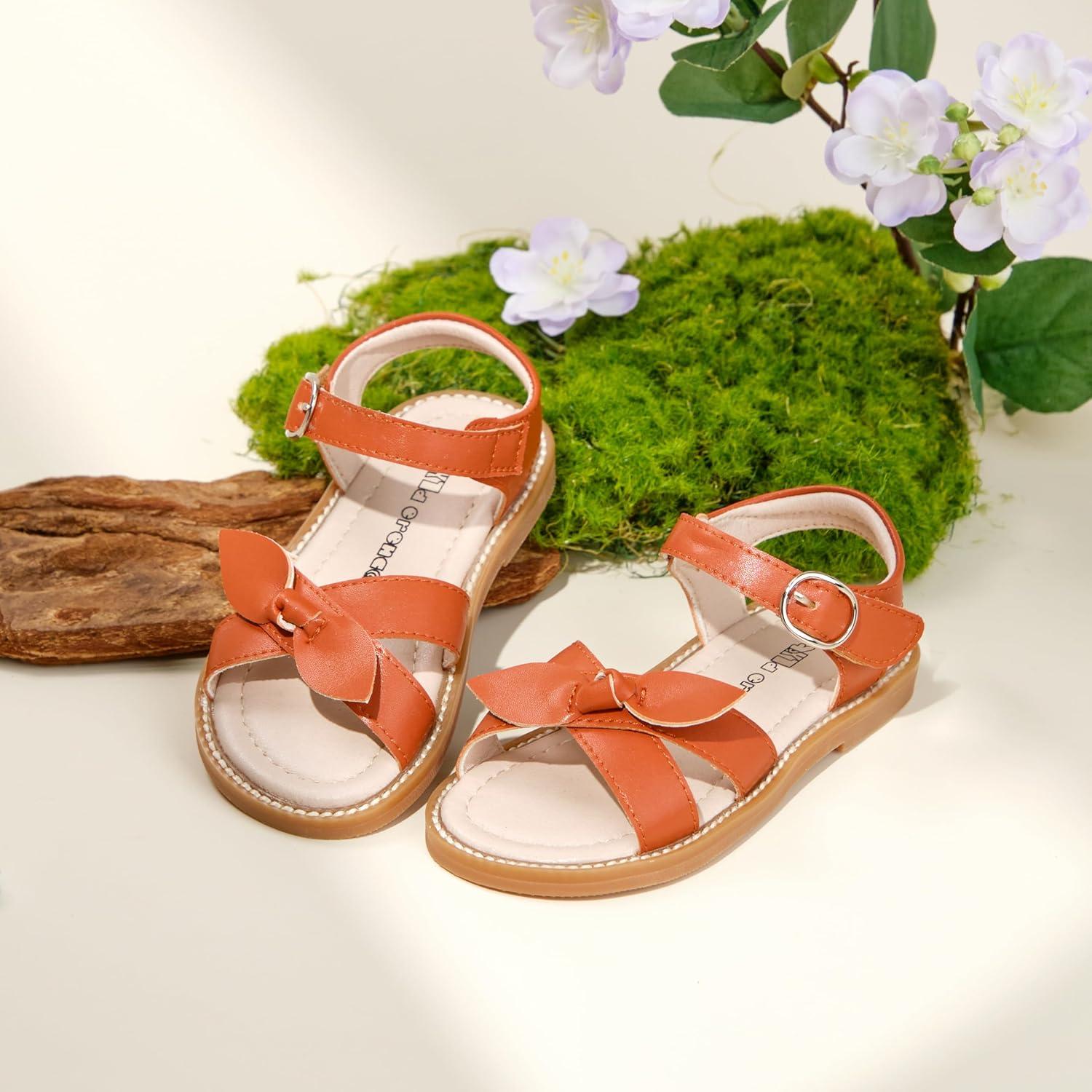 imageKiderence Toddler Girls Pink Floral Sandals Girls Casual Flat Sandals with Ankle StrapFk682 Brown