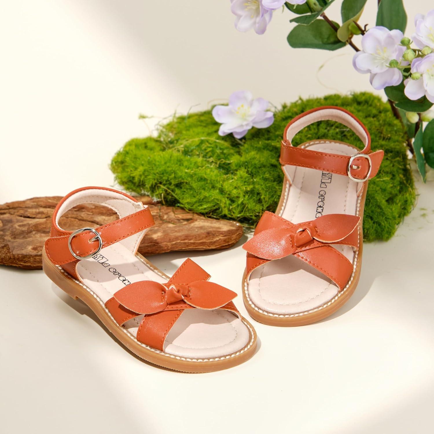 imageKiderence Toddler Girls Pink Floral Sandals Girls Casual Flat Sandals with Ankle StrapFk682 Brown