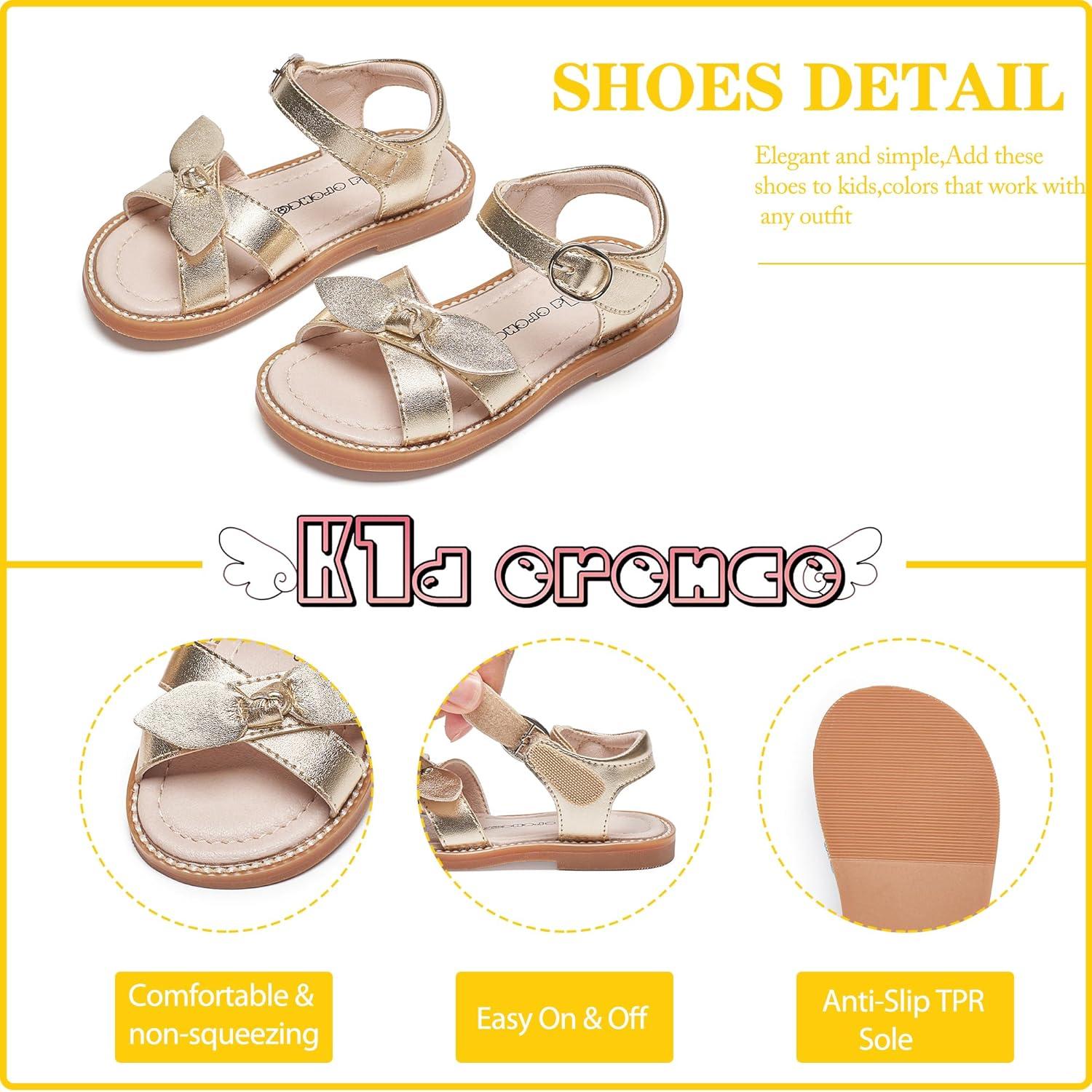 imageKiderence Toddler Girls Pink Floral Sandals Girls Casual Flat Sandals with Ankle StrapFk682 Gold