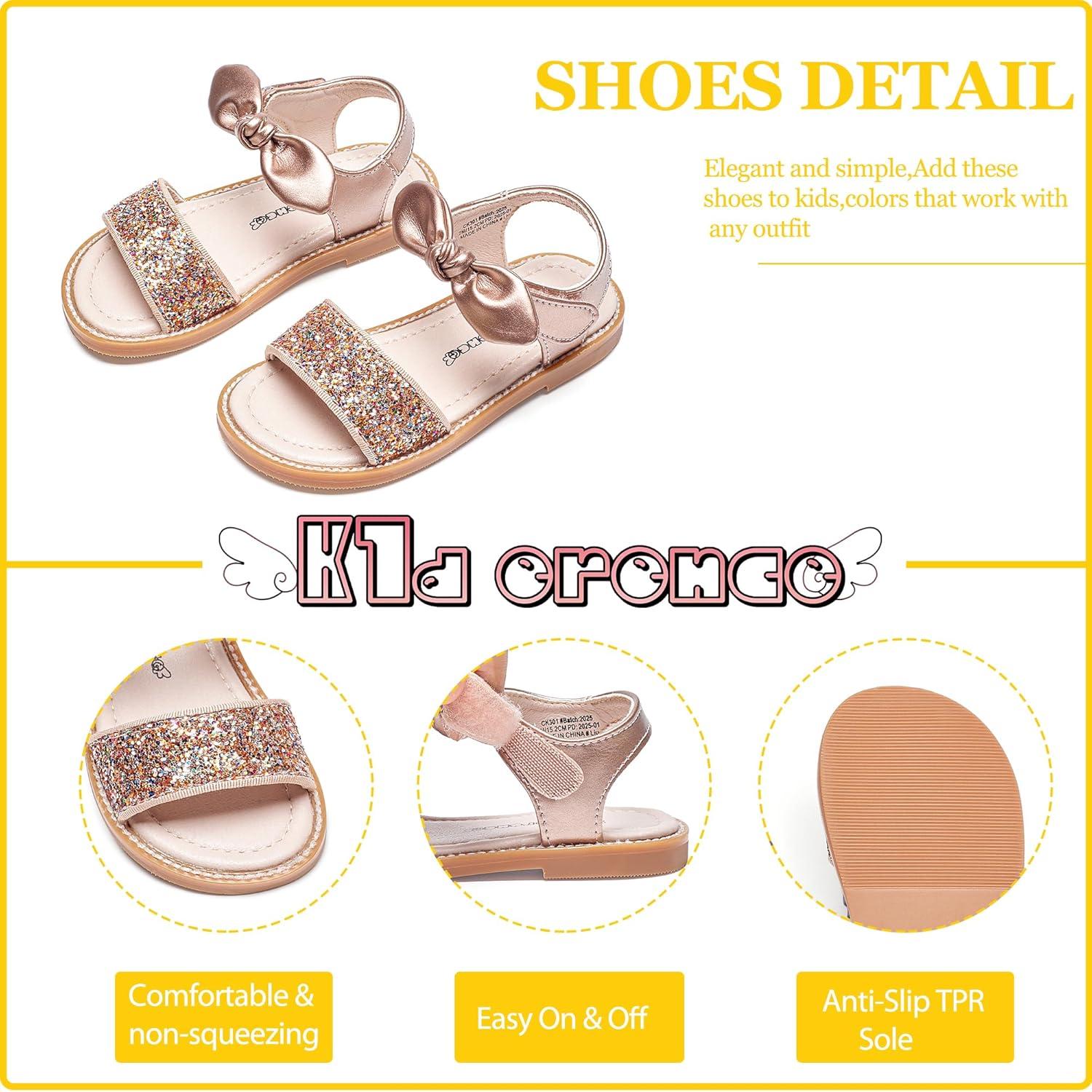 imageKiderence Toddler Girls Sandals Little Girls Kids Summer Shoes Toddler SandalsCk301 Champagne