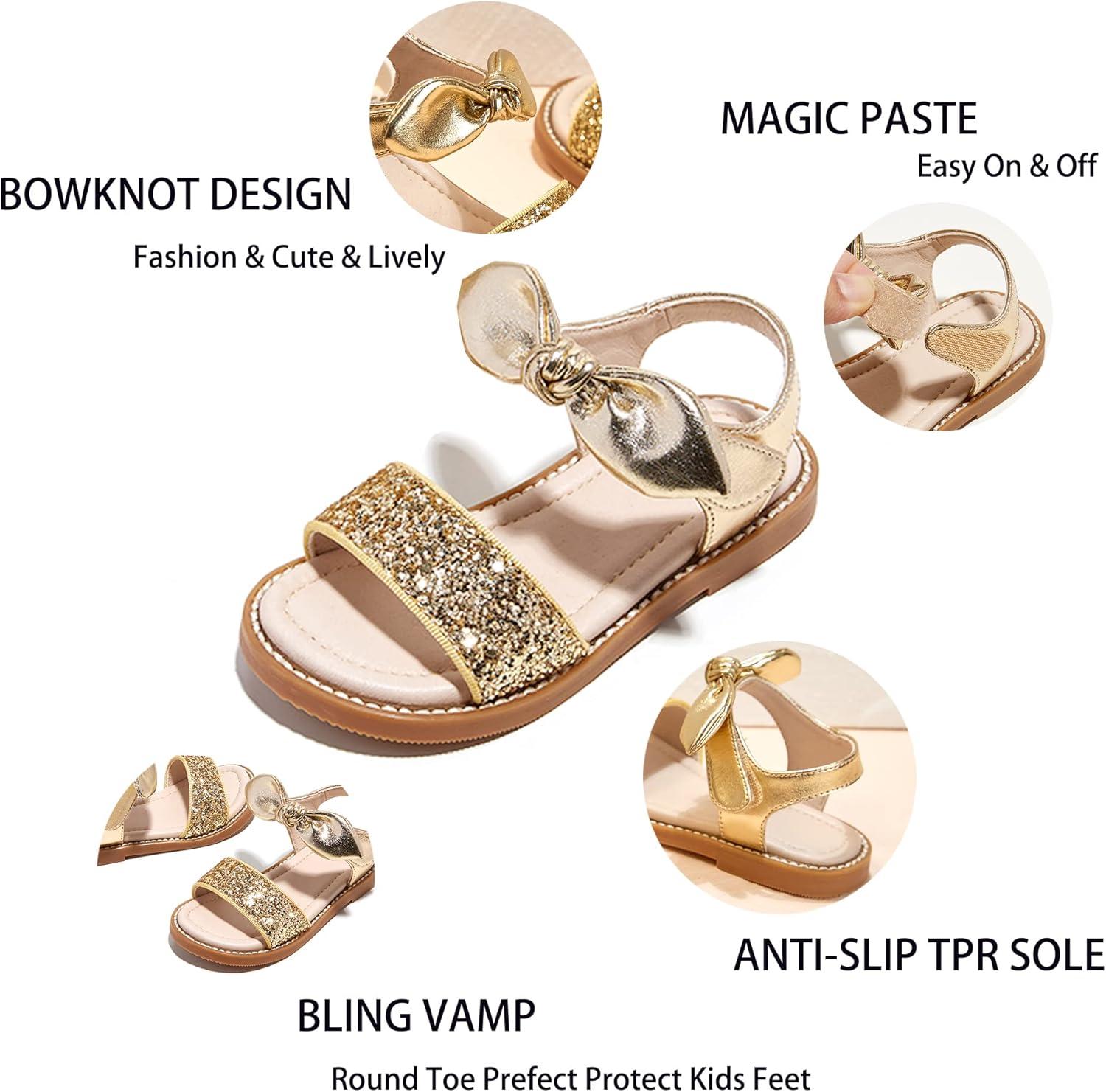 imageKiderence Toddler Girls Sandals Little Girls Kids Summer Shoes Toddler SandalsCk301 Gold