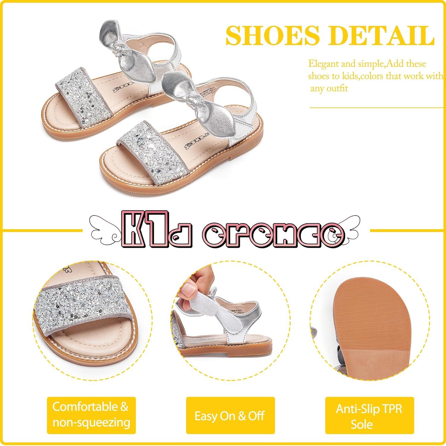 imageKiderence Toddler Girls Sandals Little Girls Kids Summer Shoes Toddler SandalsCk301 Silver